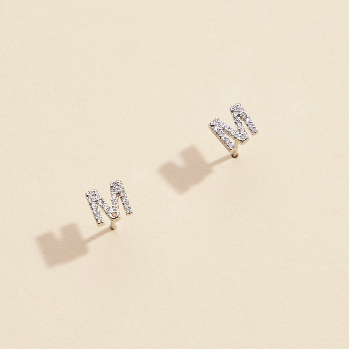 Initial Letter Stud Earrings – 12 Pack Bundle in Gold or Silver