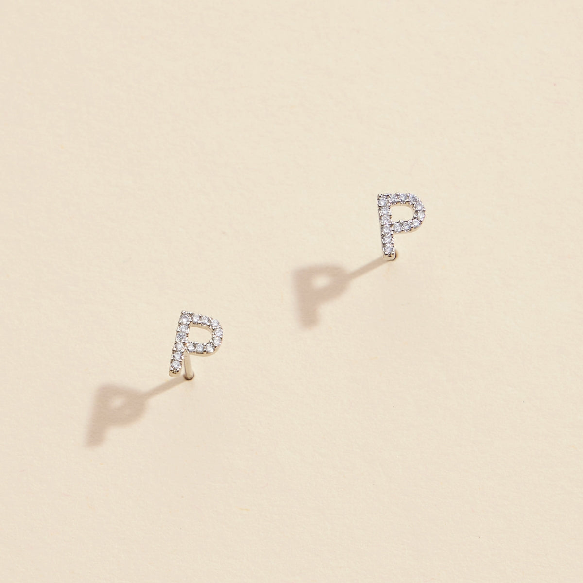 Initial Letter Stud Earrings – 12 Pack Bundle in Gold or Silver