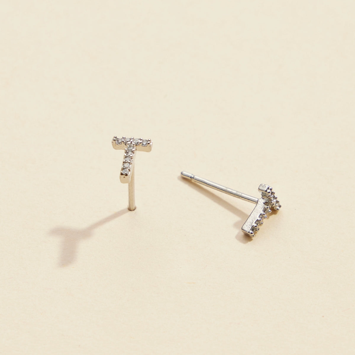 Initial Letter Stud Earrings – 12 Pack Bundle in Gold or Silver