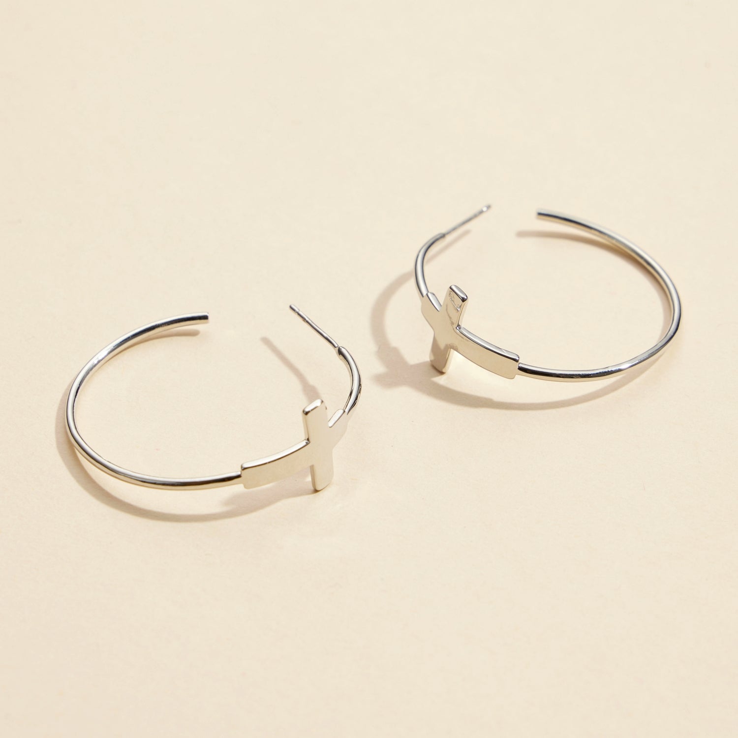 Cross Gold Dip Hoop Earrings