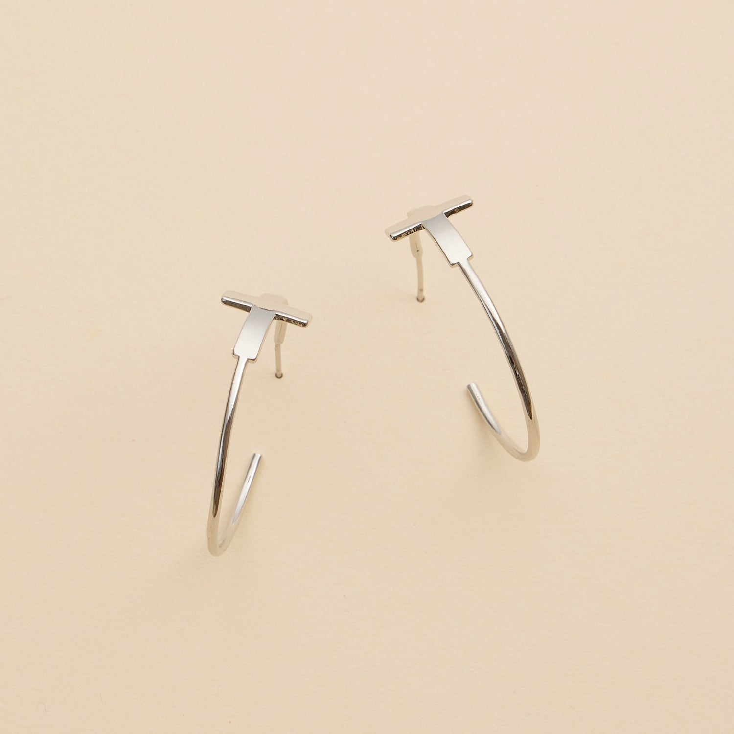 Cross Gold Dip Hoop Earrings