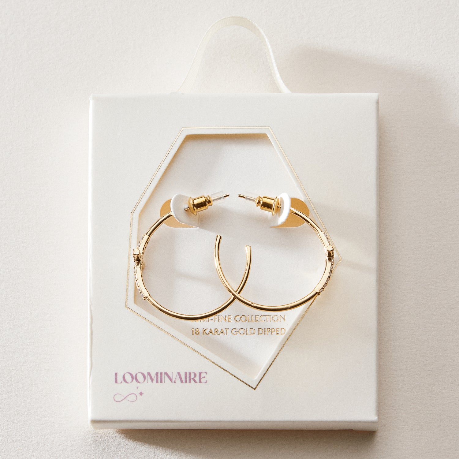 Gold Dipped CZ Cross Open Hoop Earrings
