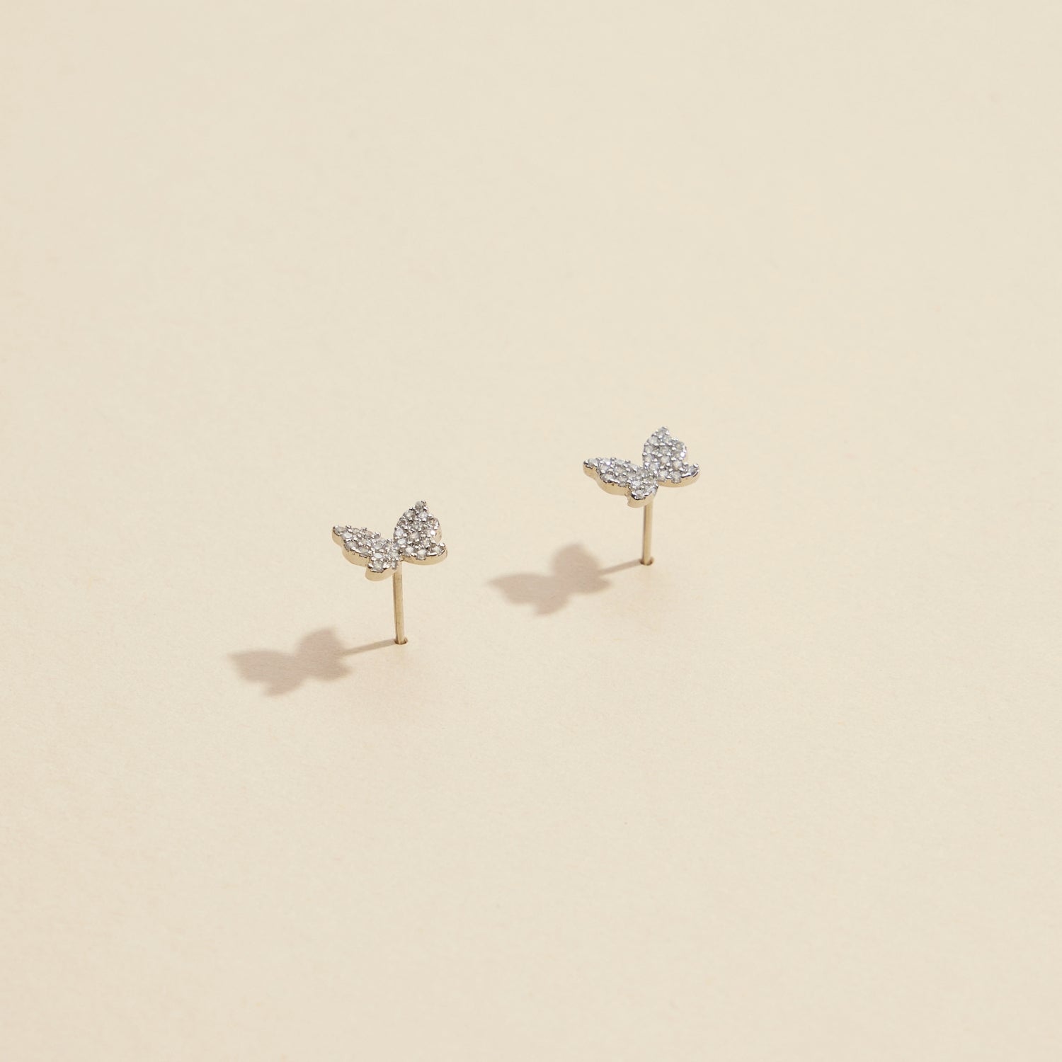 Sparkling Butterfly Rhinestone Gold-Dipped Stud Earrings