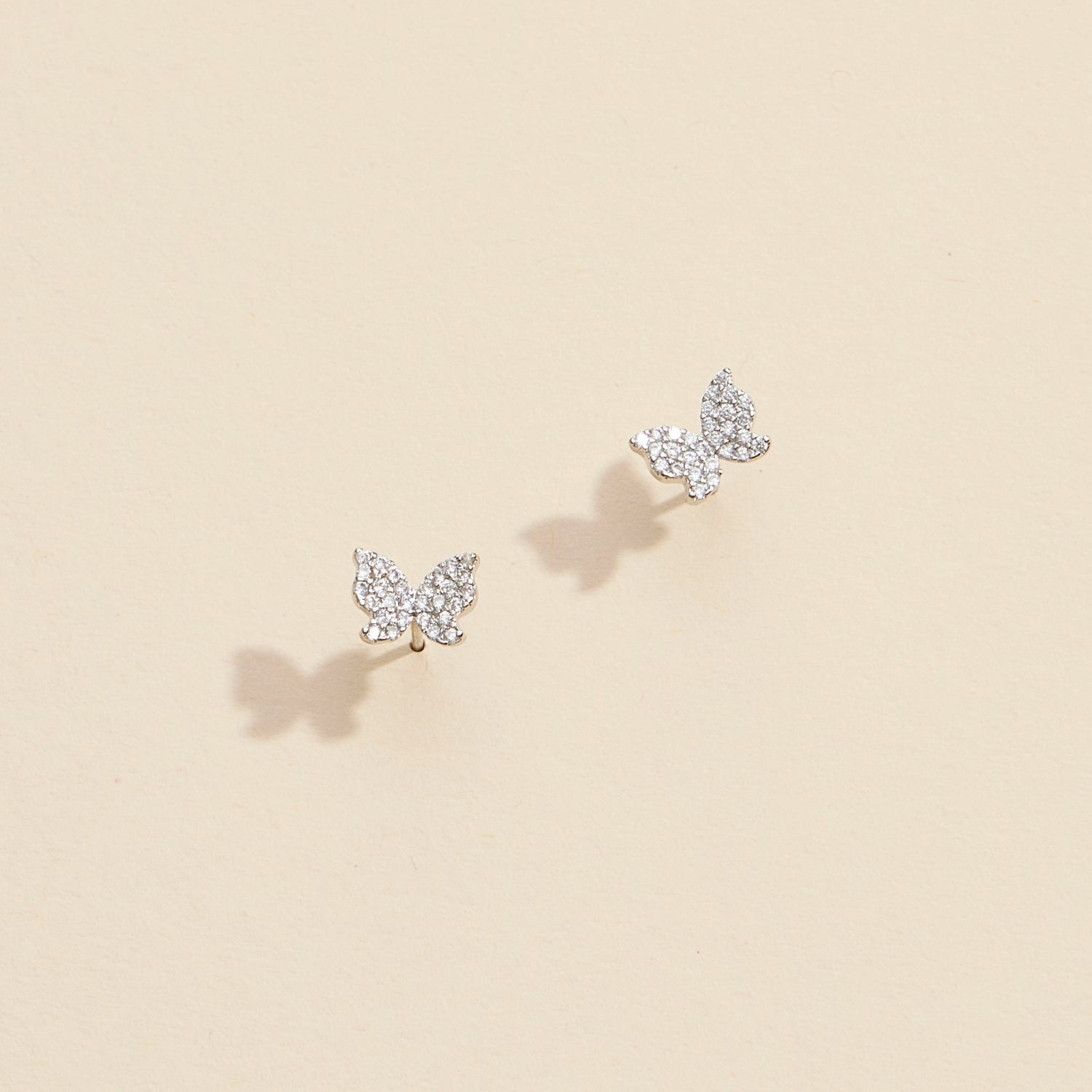Sparkling Butterfly Rhinestone Gold-Dipped Stud Earrings