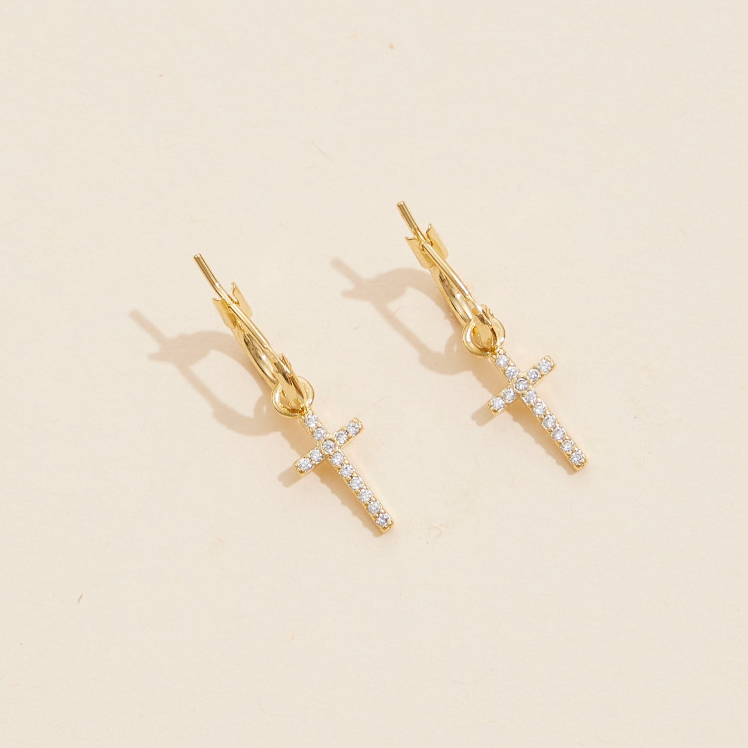 18K Gold-Dipped Cross Basic Hoop Earrings