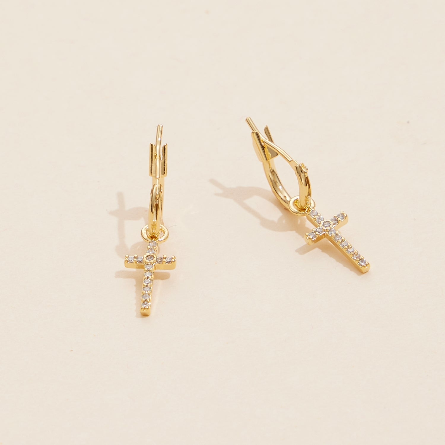 18K Gold-Dipped Cross Basic Hoop Earrings