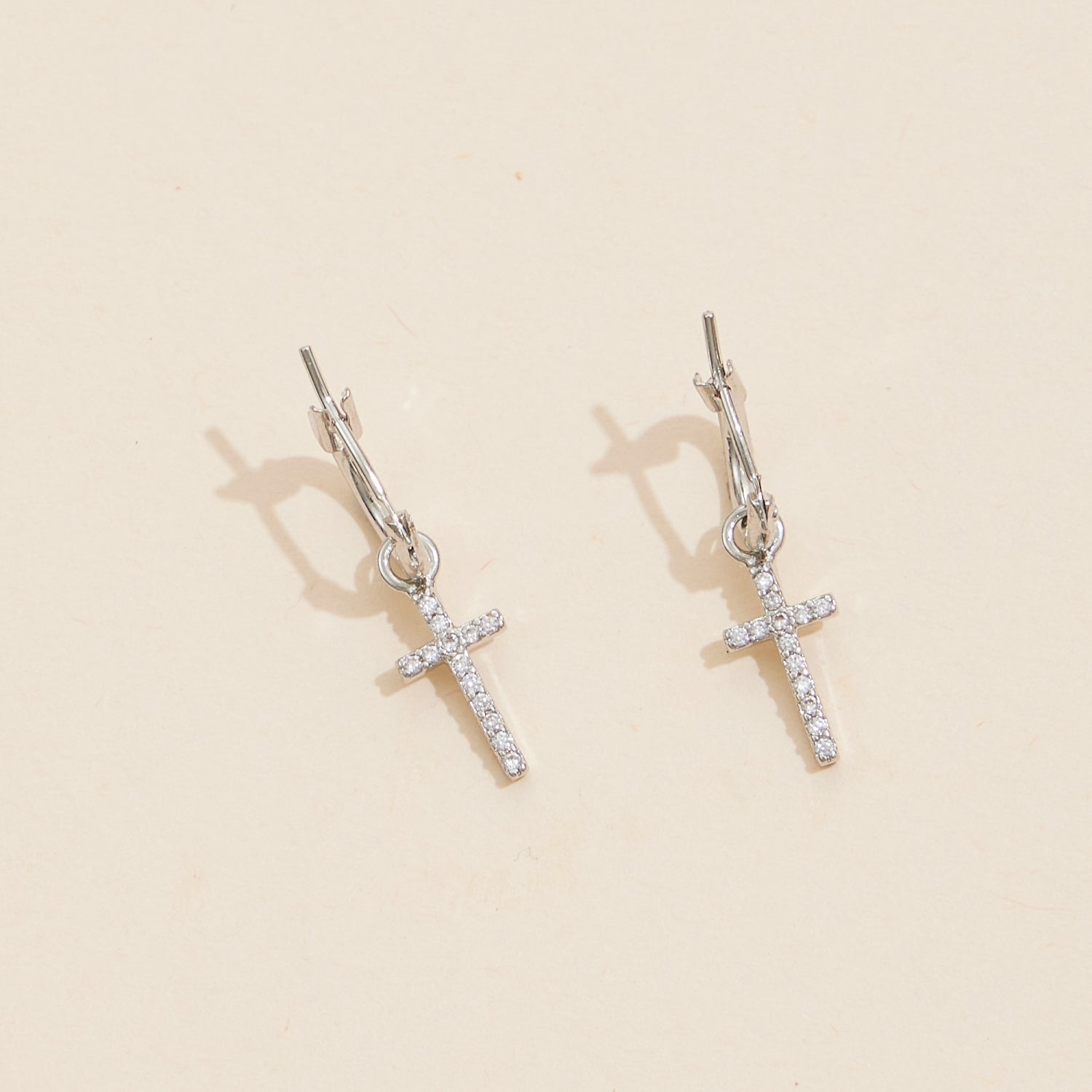 18K Gold-Dipped Cross Basic Hoop Earrings