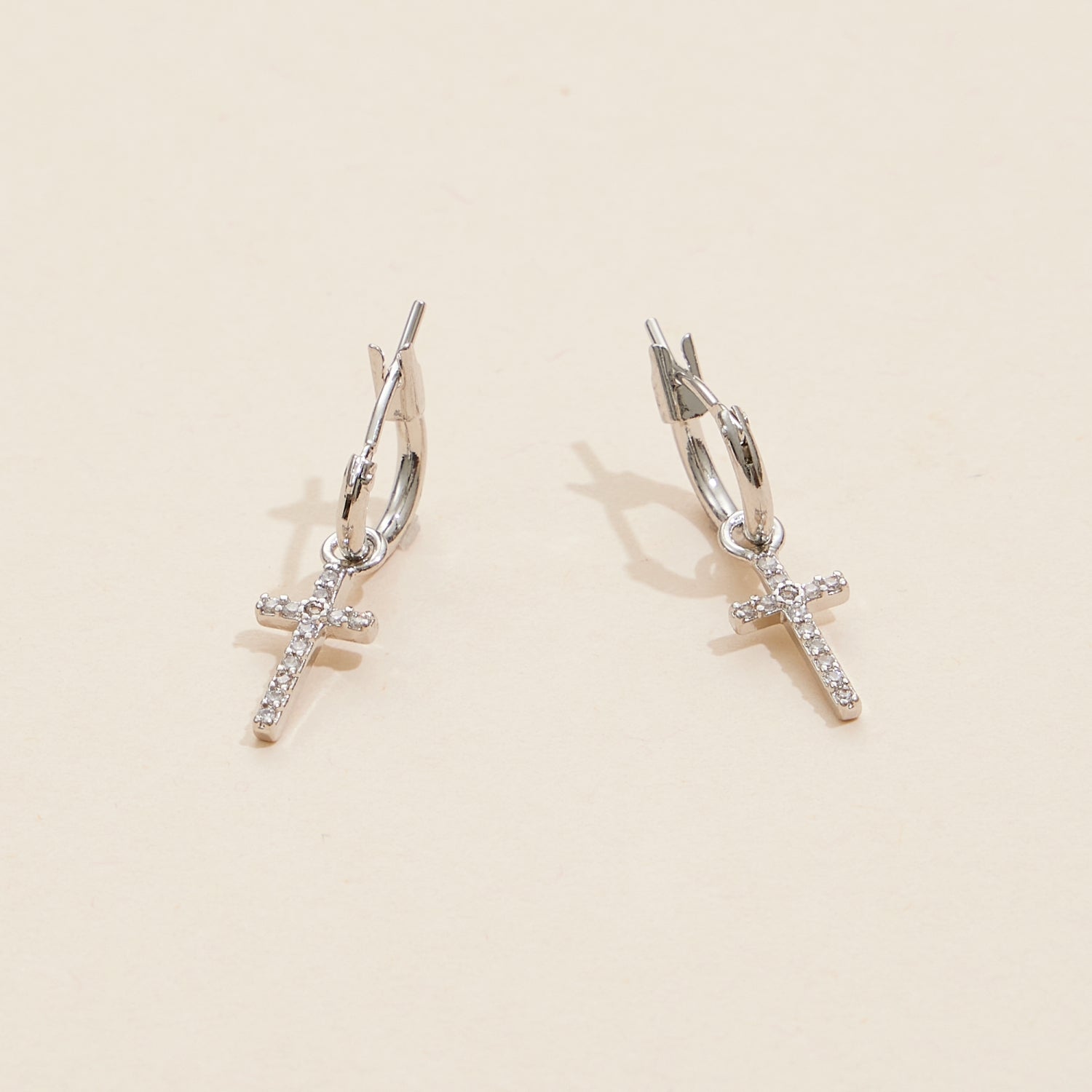 18K Gold-Dipped Cross Basic Hoop Earrings