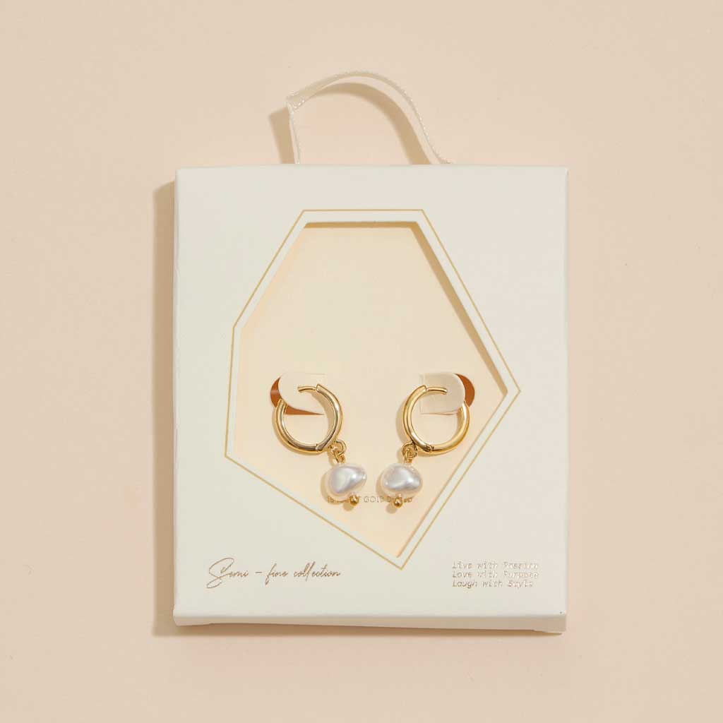 18K Gold-Dipped Hoop Earrings with Pearl Charm