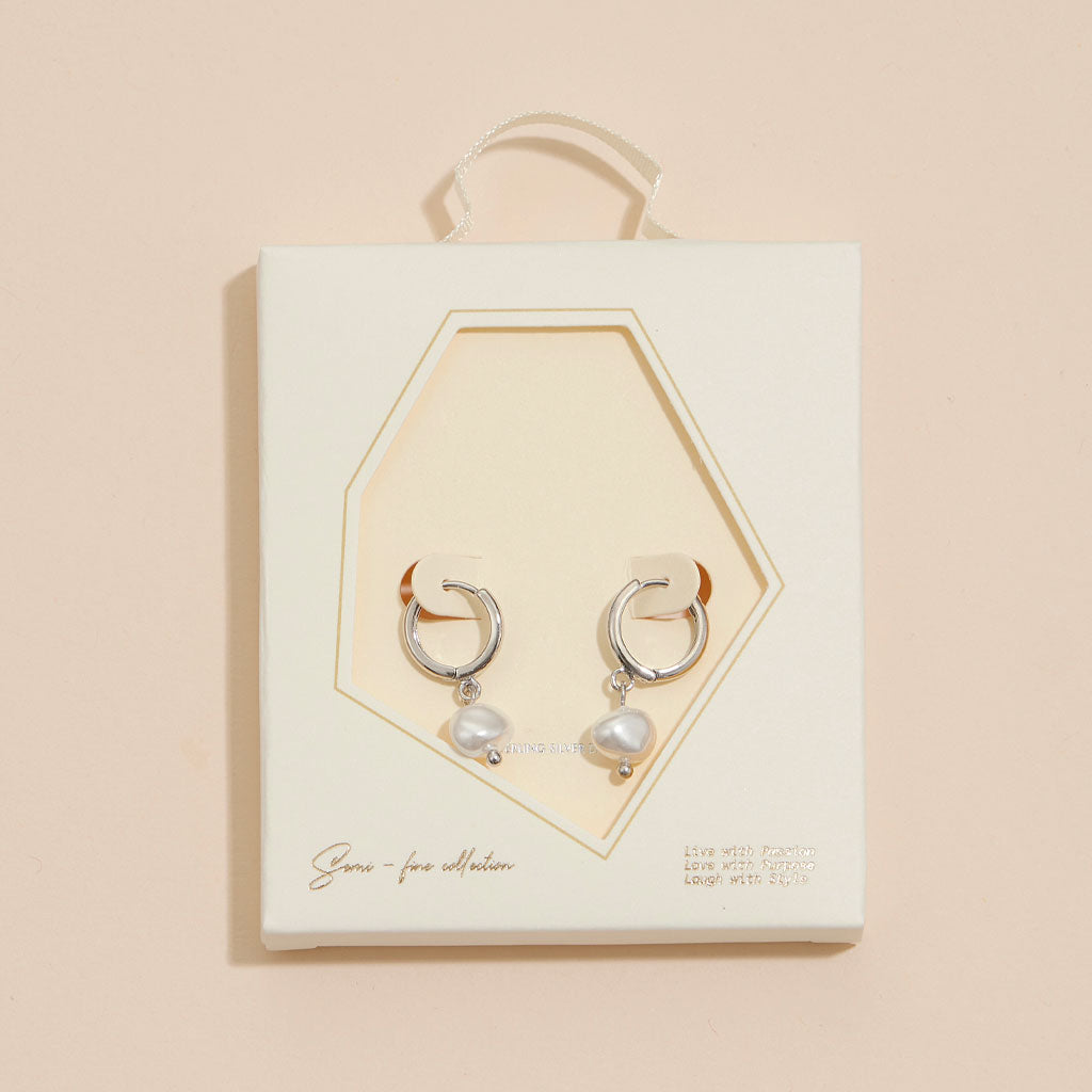 18K Gold-Dipped Hoop Earrings with Pearl Charm