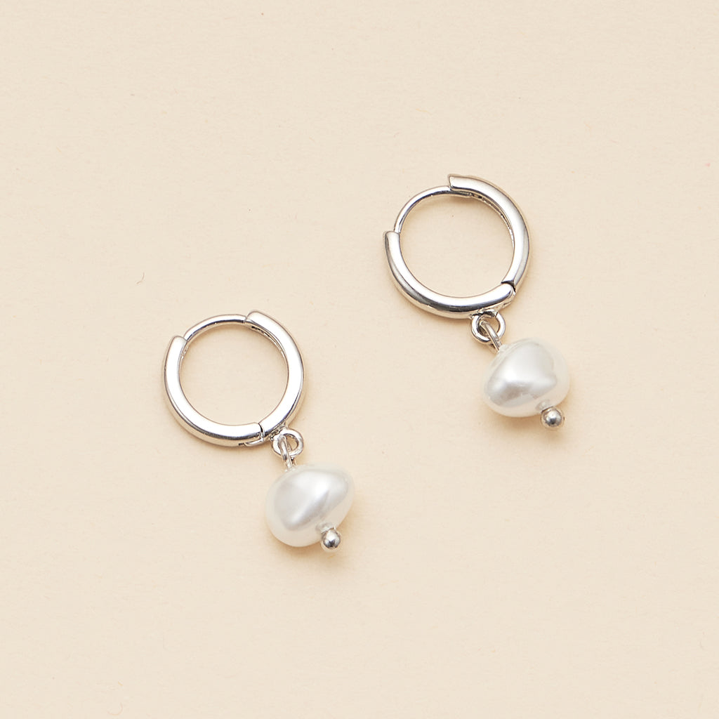 18K Gold-Dipped Hoop Earrings with Pearl Charm