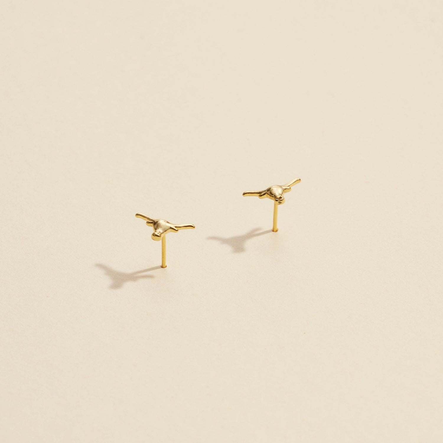 Bull Head Gold Dip Stud Earrings
