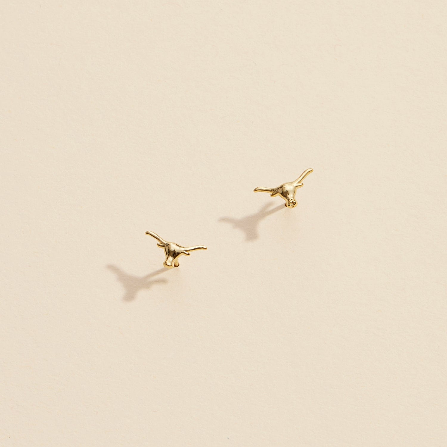 Bull Head Gold Dip Stud Earrings