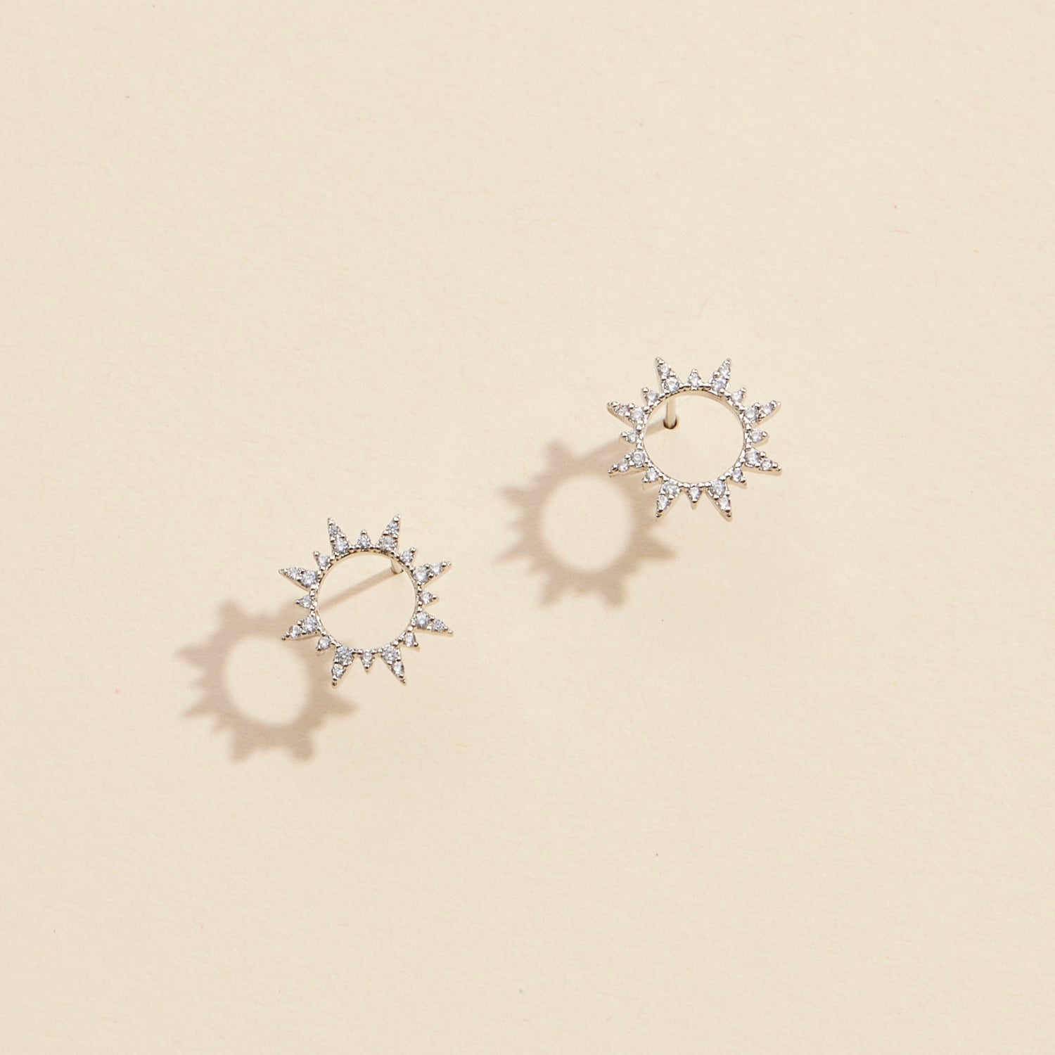 CZ Sunburst Gold Dip Stud Earrings