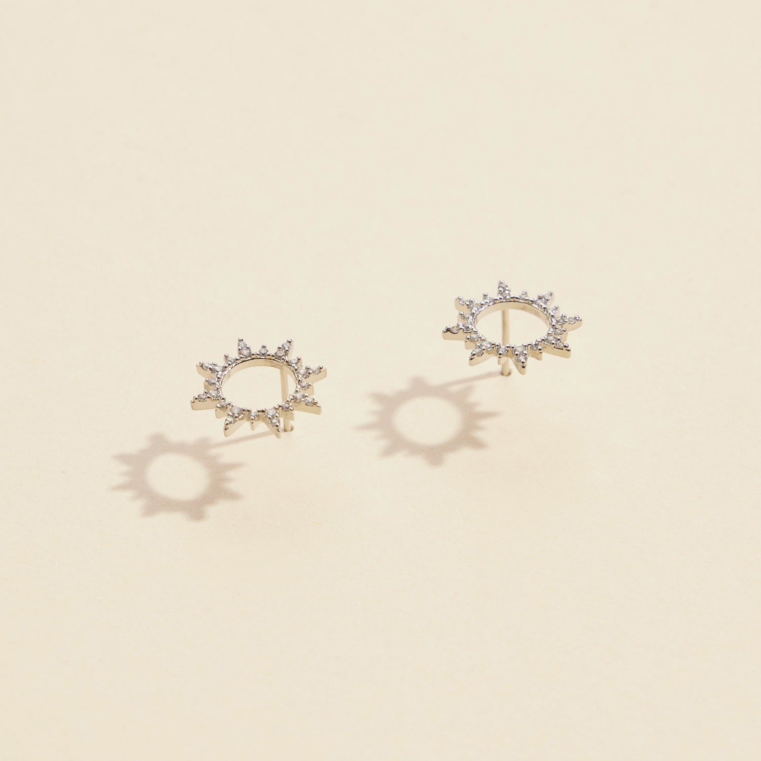 CZ Sunburst Gold Dip Stud Earrings