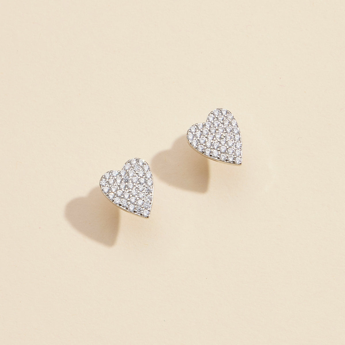 Classic CZ Heart Gold-Dipped Stud Earrings