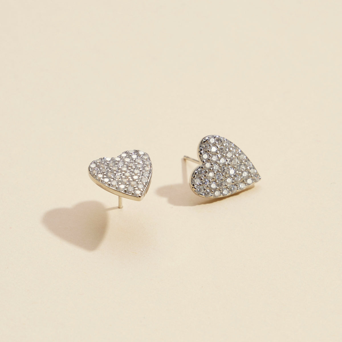 Classic CZ Heart Gold-Dipped Stud Earrings