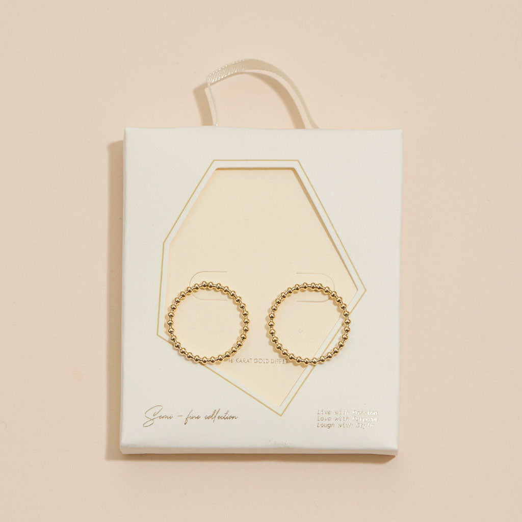18K Gold-Dipped Round Beaded Stud Earrings - Frem