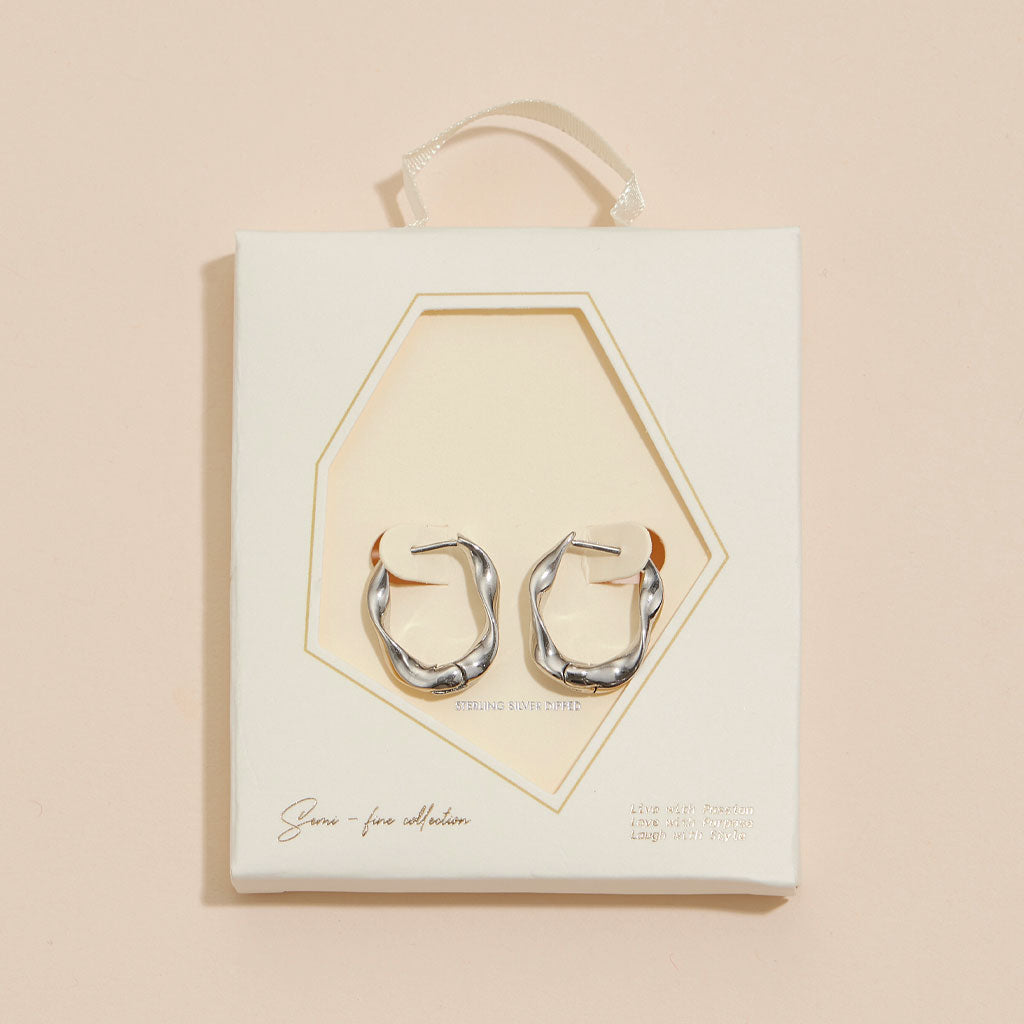 18K Gold-Dipped Wavy Hoop Earrings - Frem