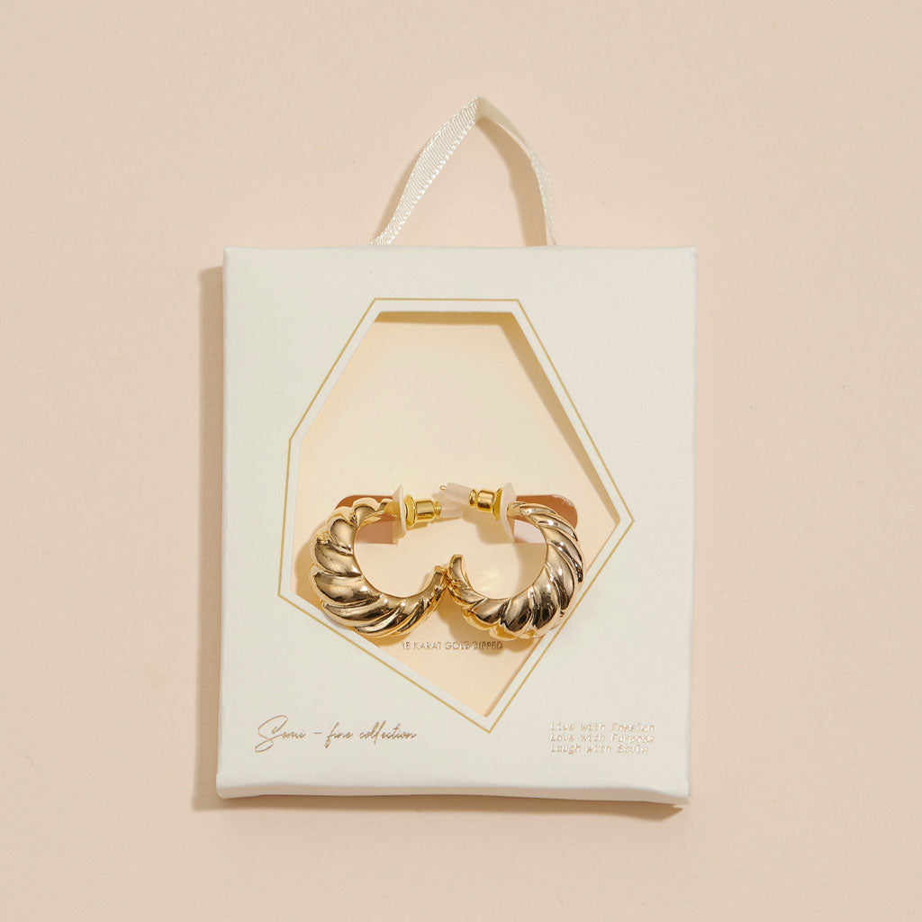 18K Gold-Dipped Twisted Open Hoop Earrings