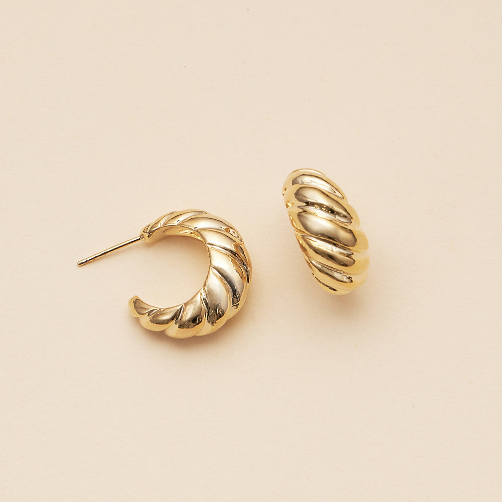 18K Gold-Dipped Twisted Open Hoop Earrings