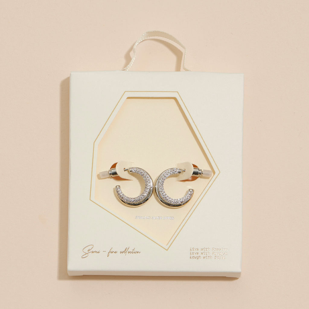 18K Gold-Dipped Layered CZ Open Hoop Earrings