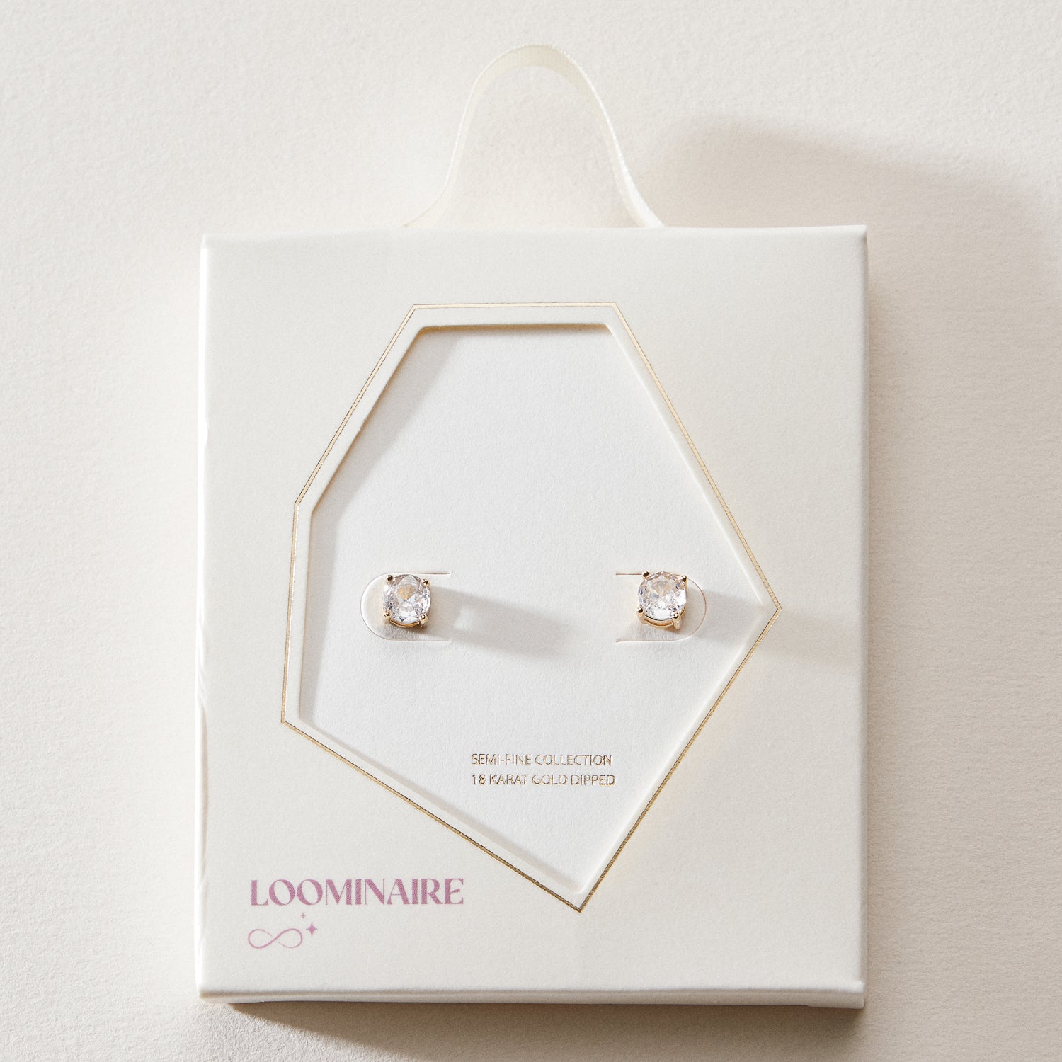 Gold Dipped Cubic Zirconia Stud Earrings