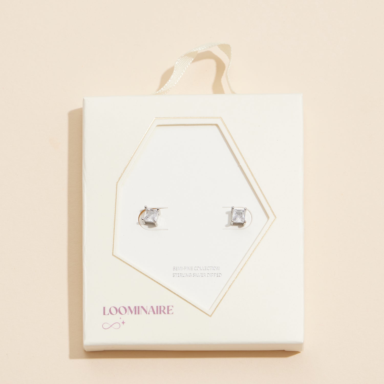 Chic Square-Cut Gold and White Gold Stud Earrings