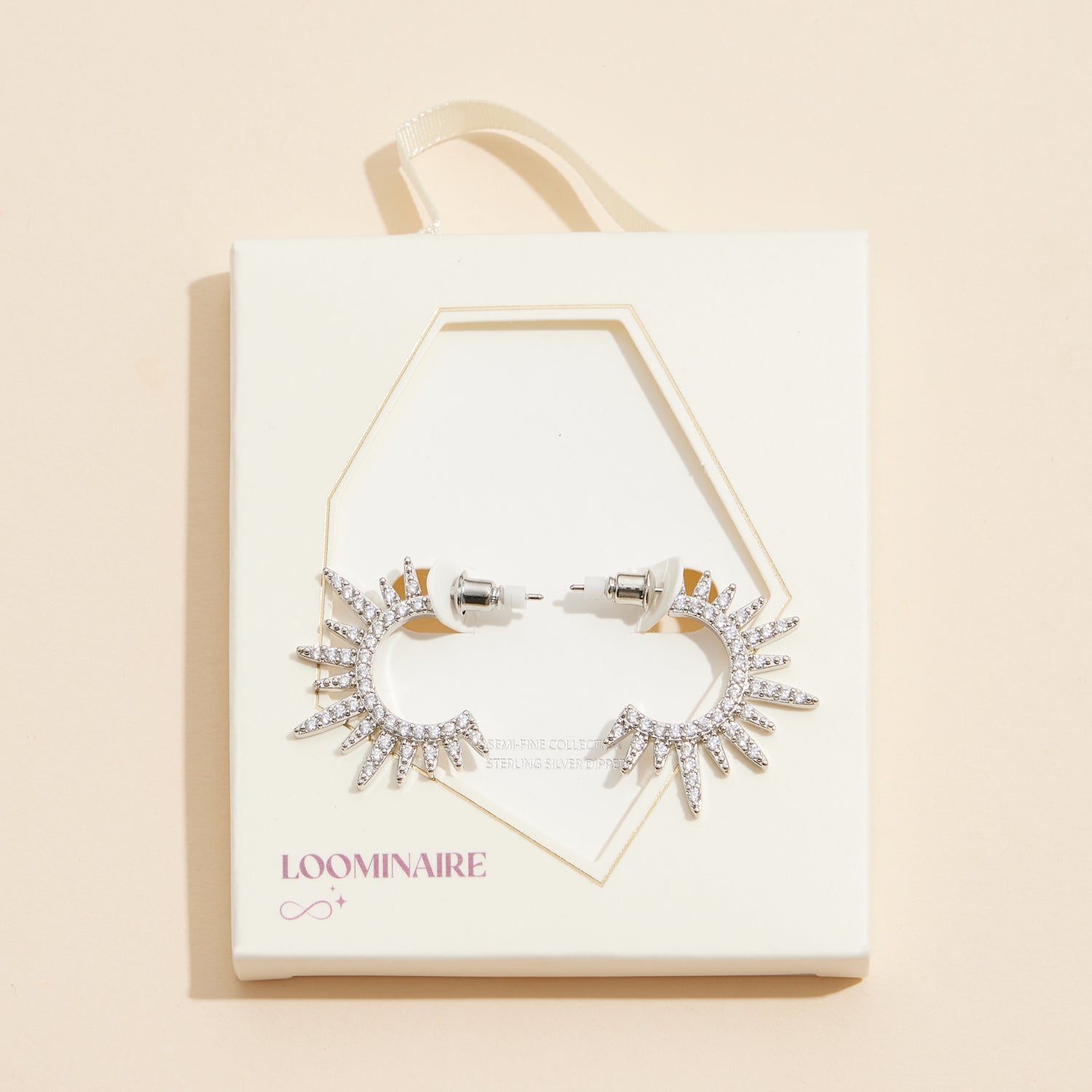 Radiant Sunburst Gold Hoop Earrings with Crystal Accents