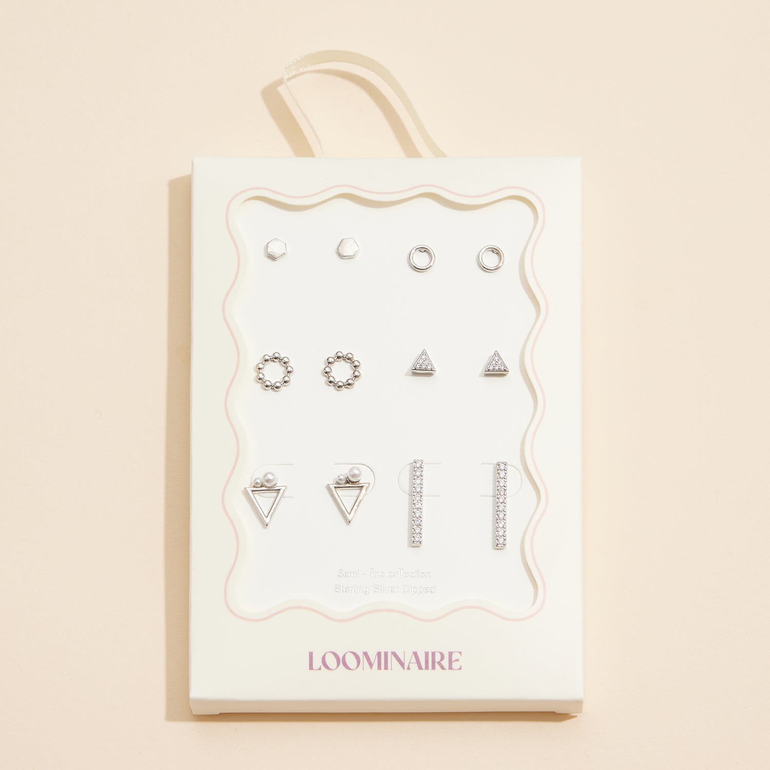 18K Gold Dipped Geometric Stud Earrings – Hexagon, Circle & Triangle Designs