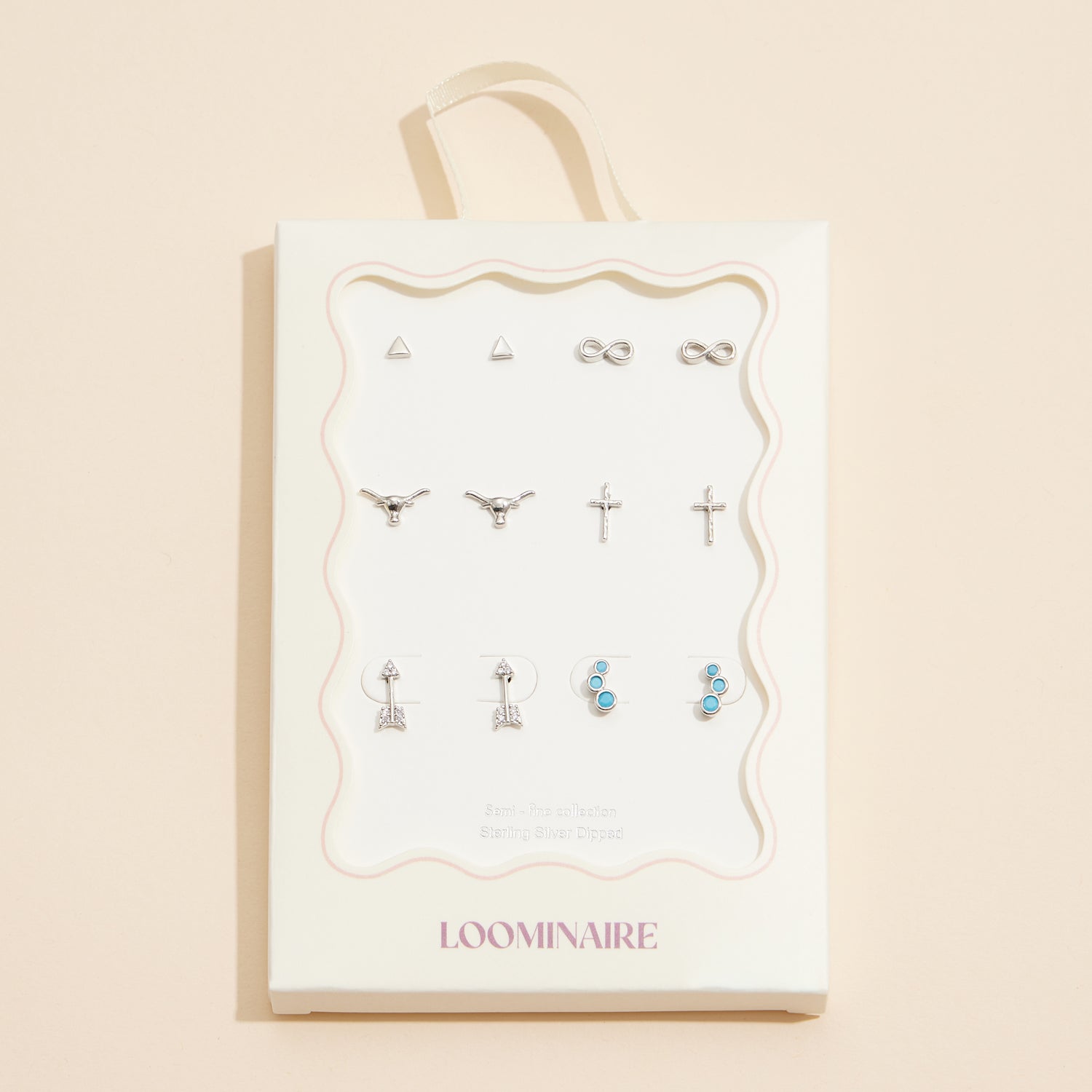 18K Gold-Dipped Stud Earrings with Crosses, Arrows, and Turquoise Accents