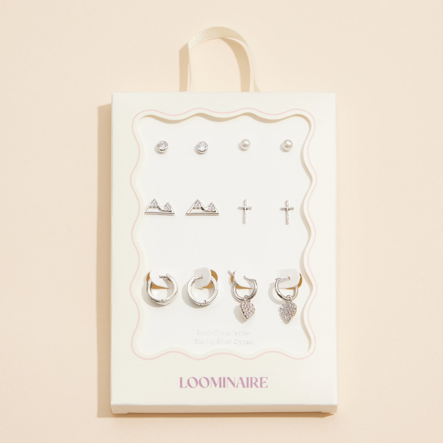 18K Gold Dipped 12-Piece Earring Set – Cross, Mountain, Heart & Pearl Collection