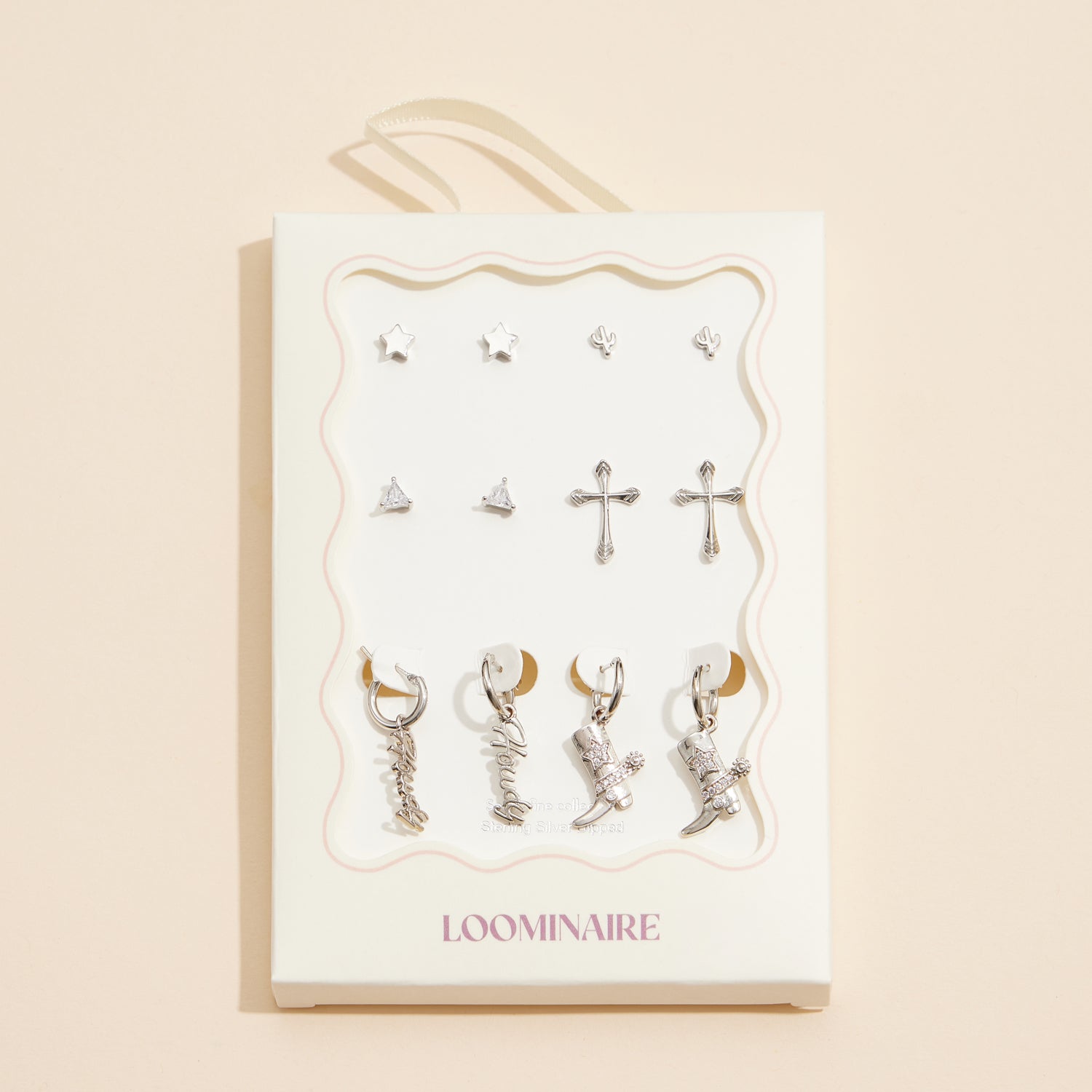 18K Gold Dipped 12-Piece Earring Set – Star, Cactus, Cross & Western Charms