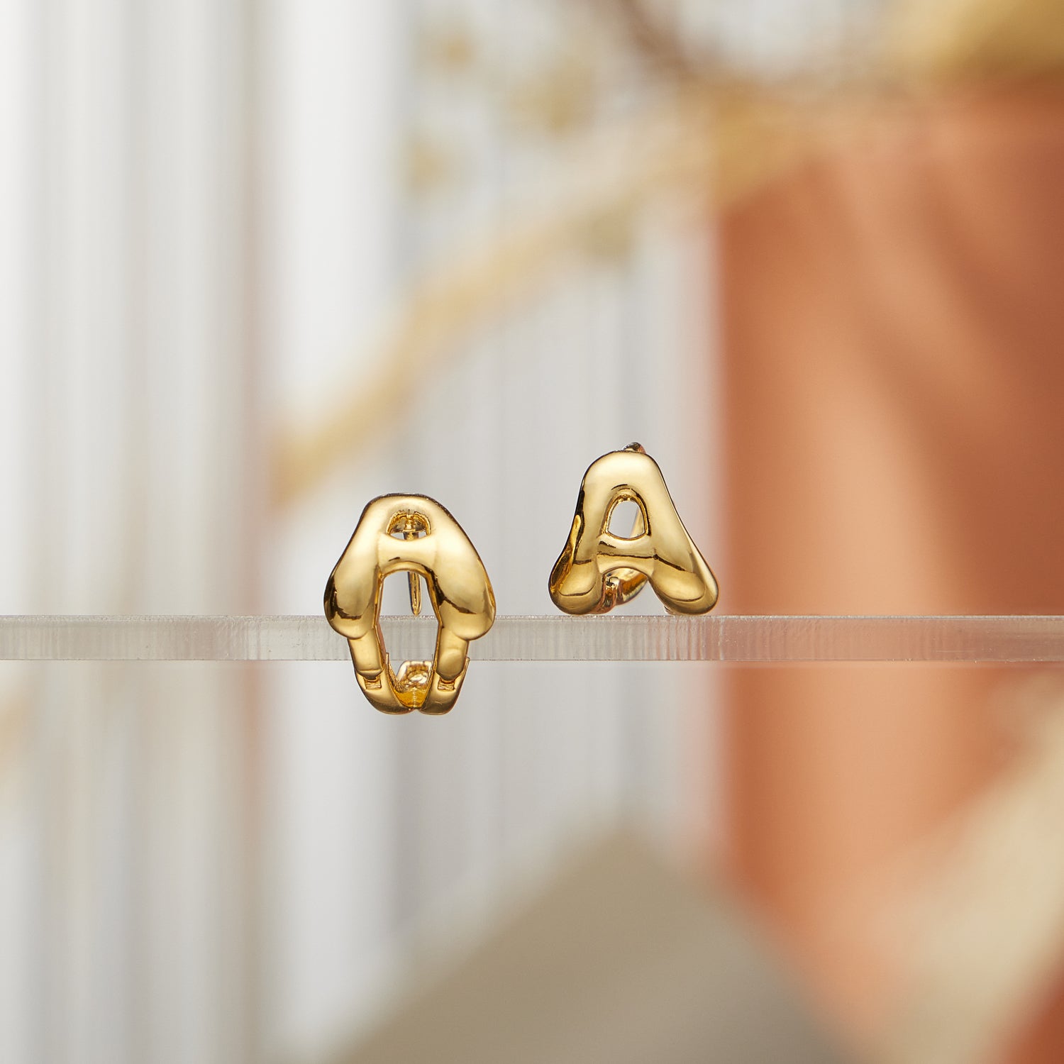 Chunky Bubble Initial Studs – 18K Gold-Dipped and Silver Letter Earrings