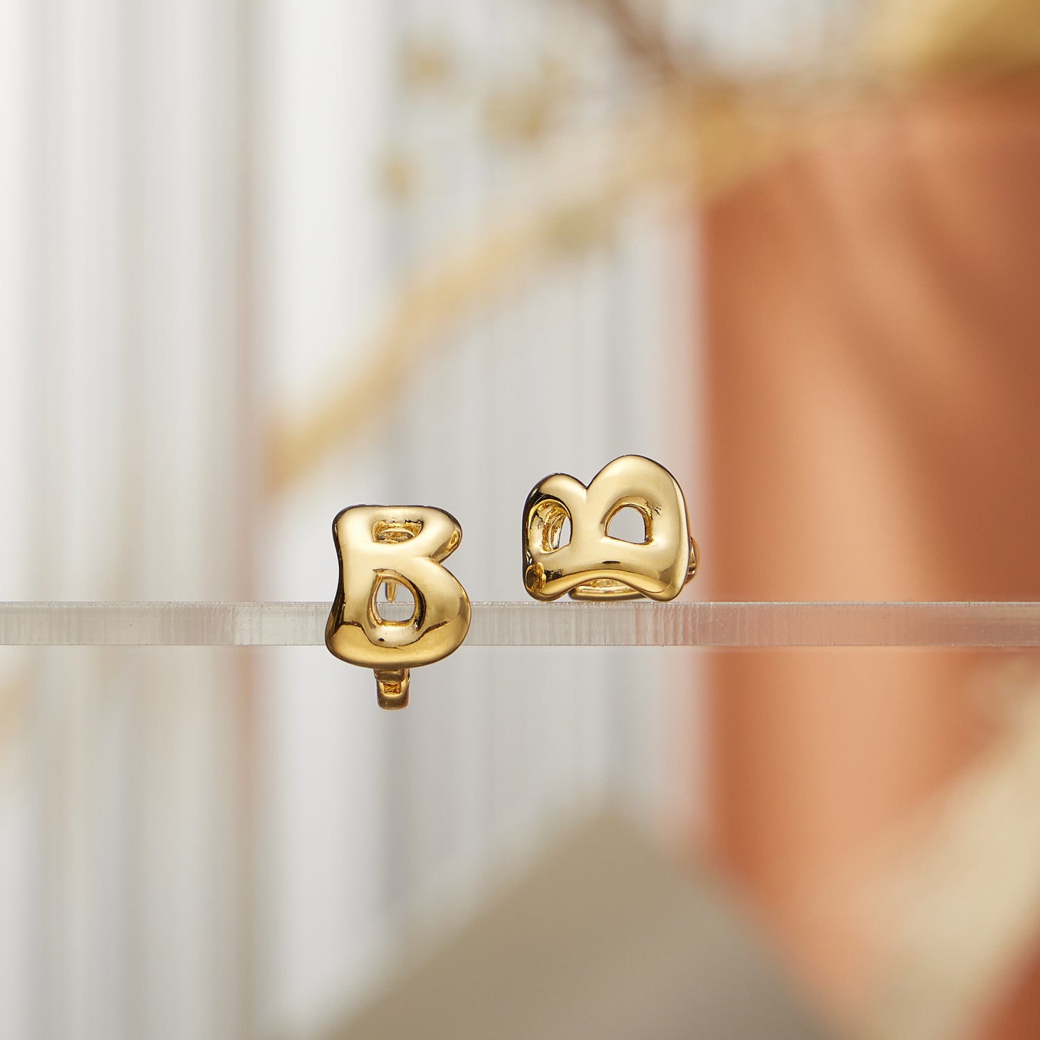 Chunky Bubble Initial Studs – 18K Gold-Dipped and Silver Letter Earrings