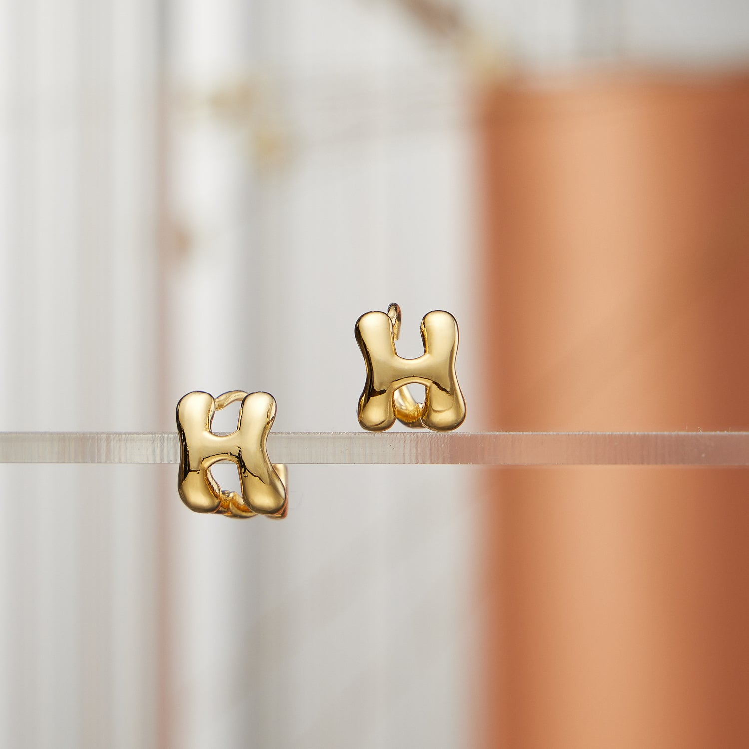 Chunky Bubble Initial Studs – 18K Gold-Dipped and Silver Letter Earrings