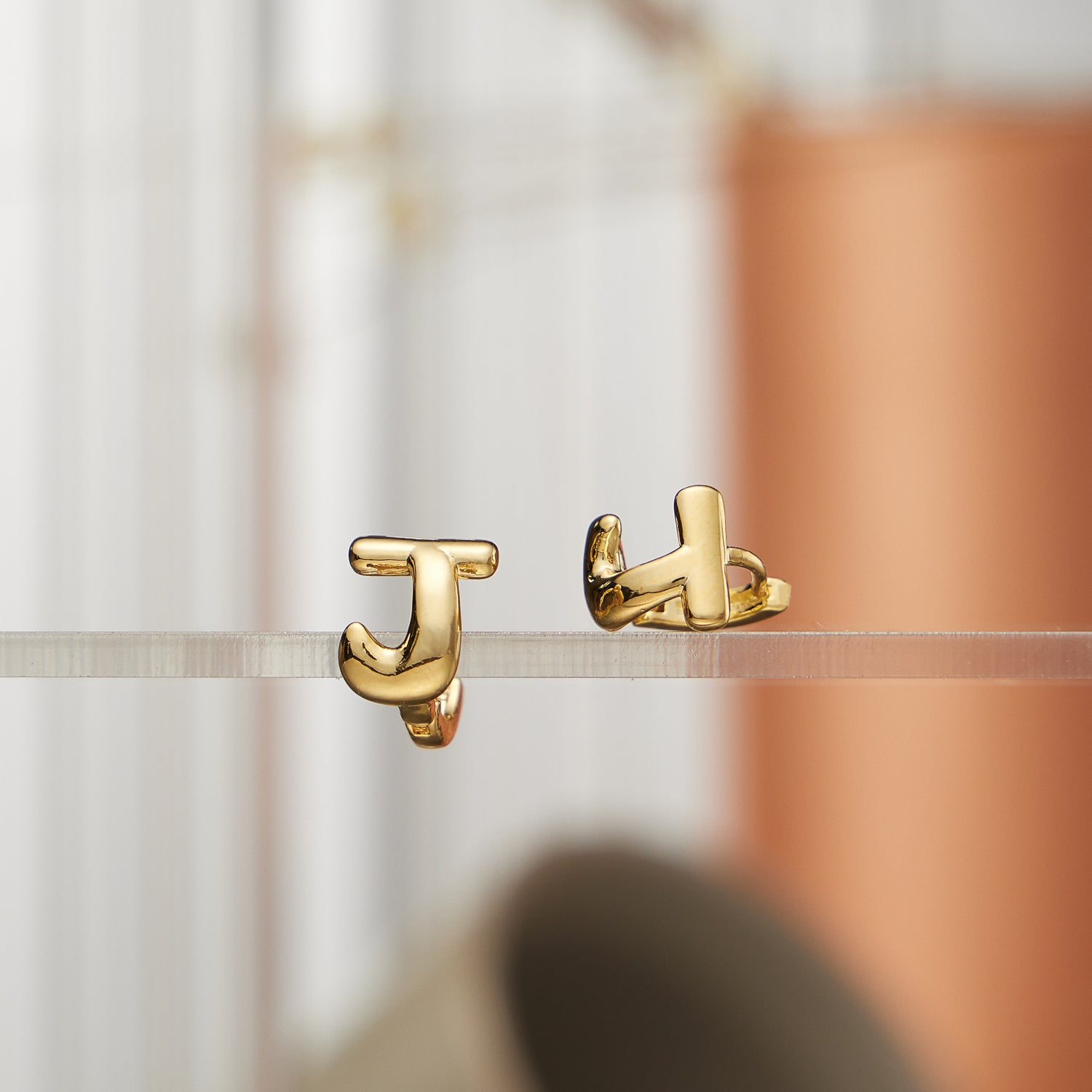 Chunky Bubble Initial Studs – 18K Gold-Dipped and Silver Letter Earrings