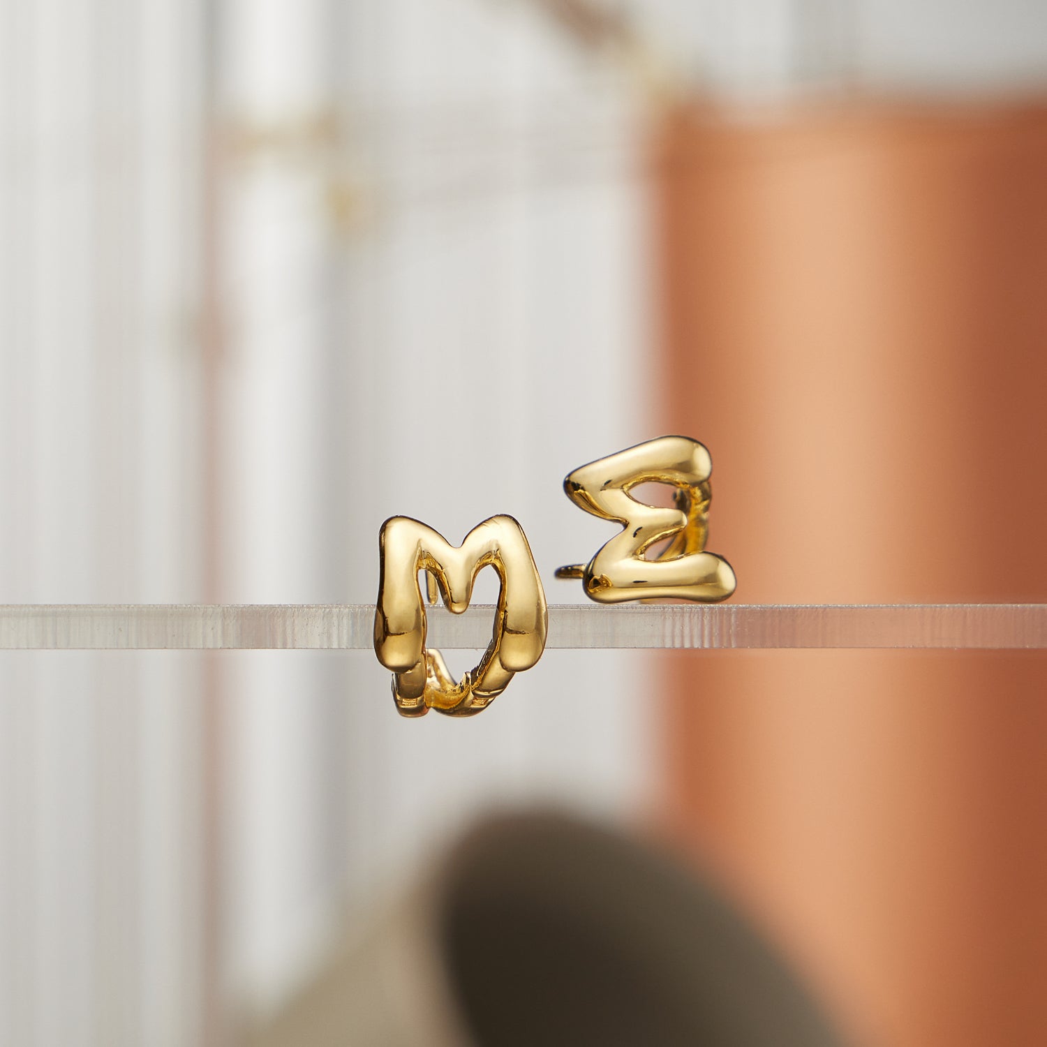 Chunky Bubble Initial Studs – 18K Gold-Dipped and Silver Letter Earrings