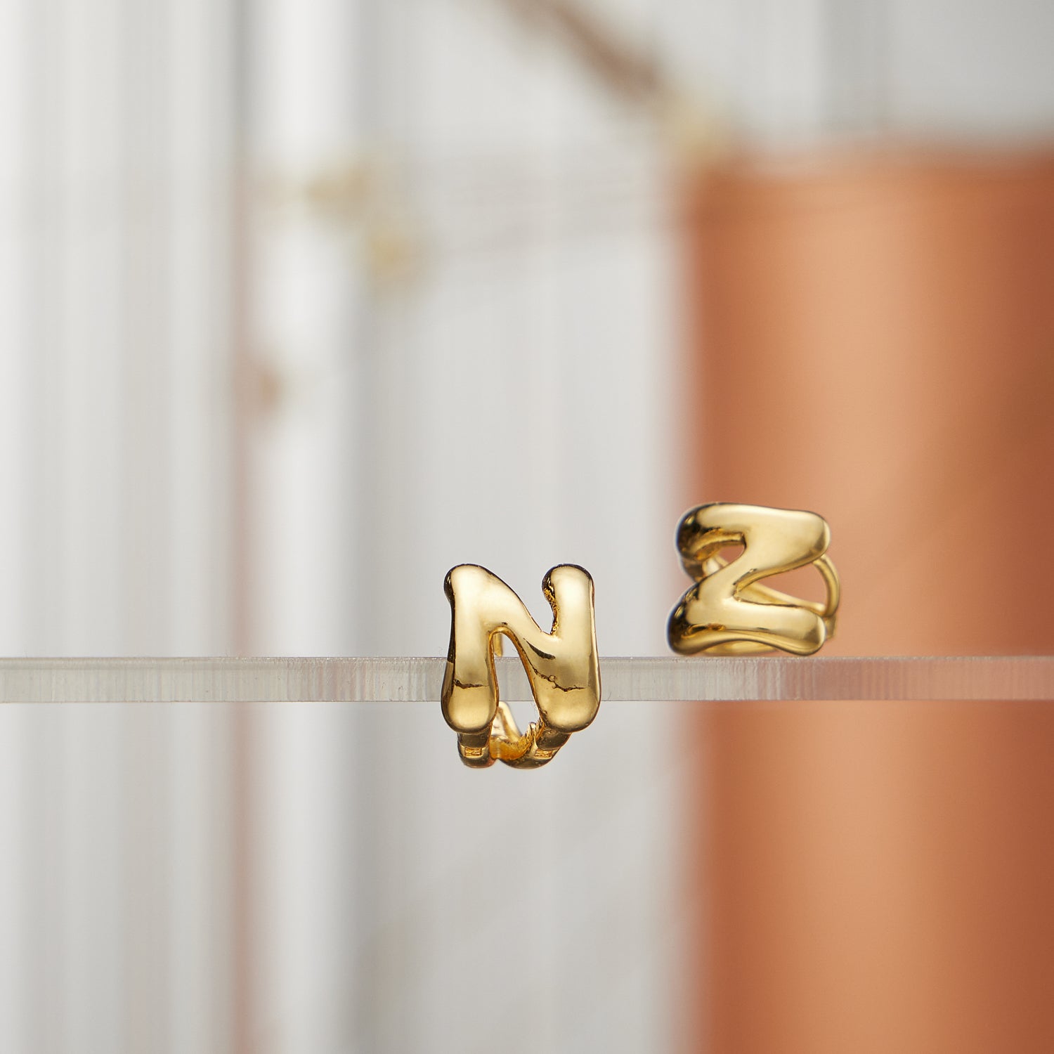 Chunky Bubble Initial Studs – 18K Gold-Dipped and Silver Letter Earrings