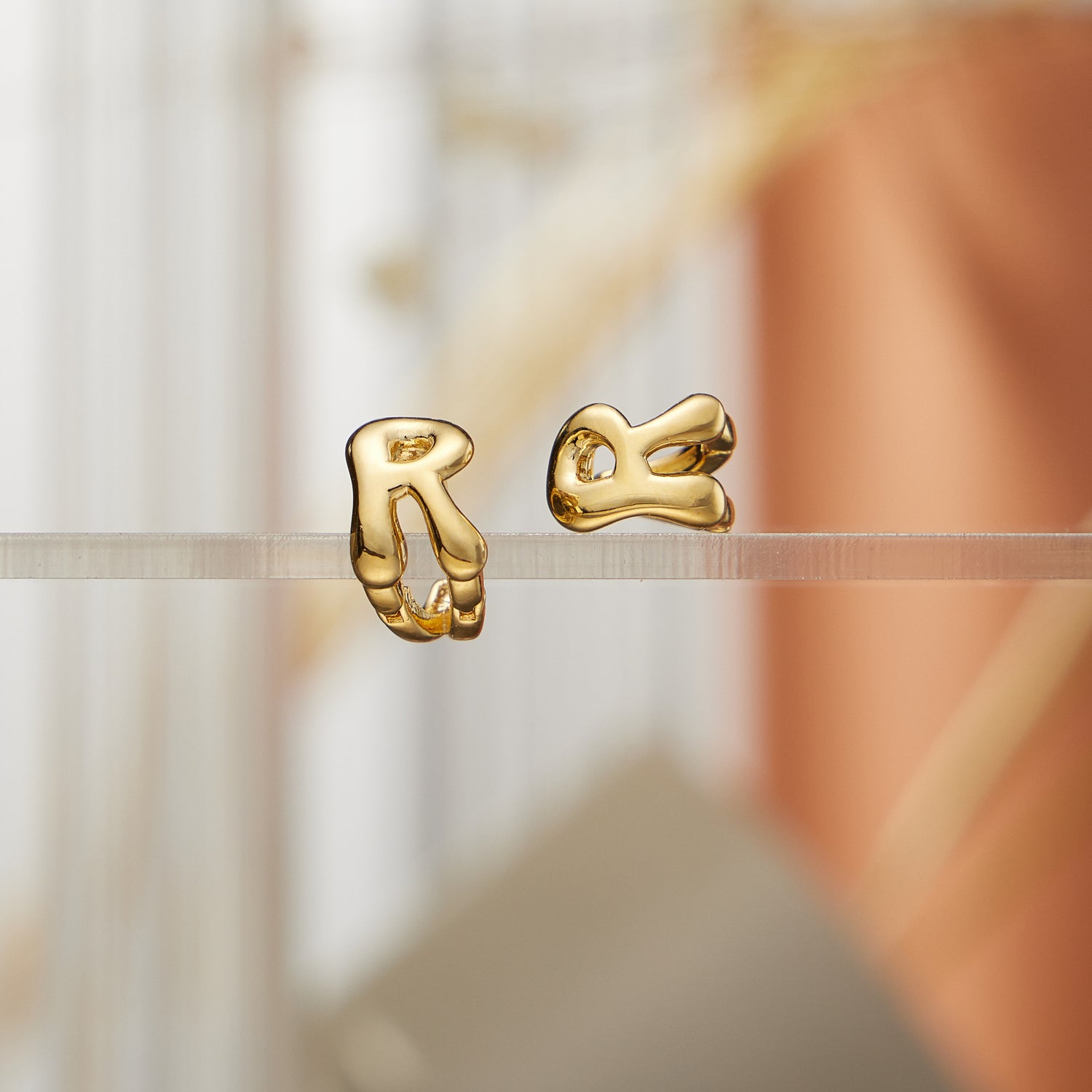 Chunky Bubble Initial Studs – 18K Gold-Dipped and Silver Letter Earrings