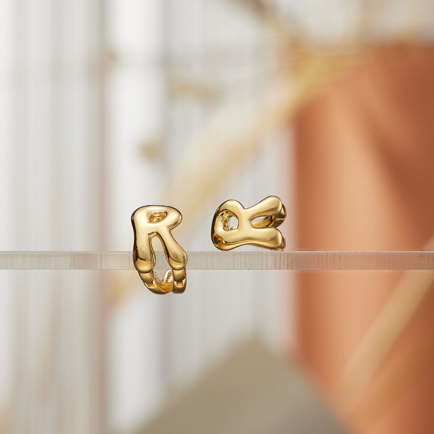 Chunky Bubble Initial Studs – 18K Gold-Dipped and Silver Letter Earrings