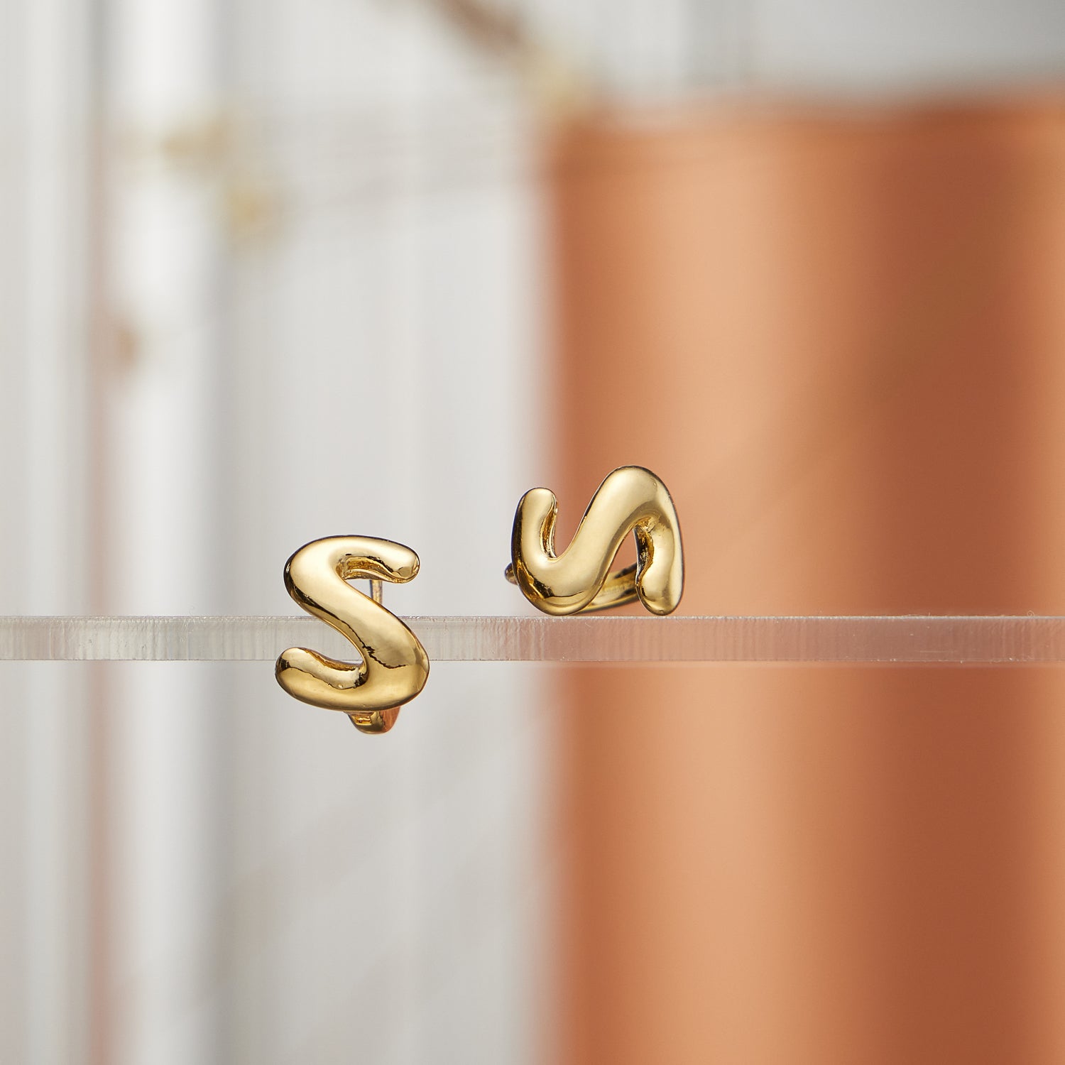 Chunky Bubble Initial Studs – 18K Gold-Dipped and Silver Letter Earrings