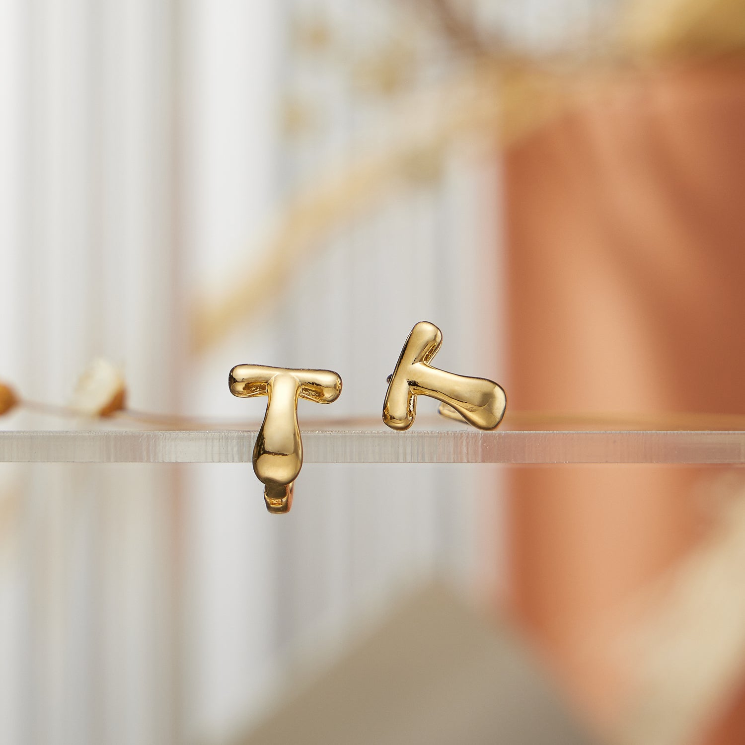 Chunky Bubble Initial Studs – 18K Gold-Dipped and Silver Letter Earrings