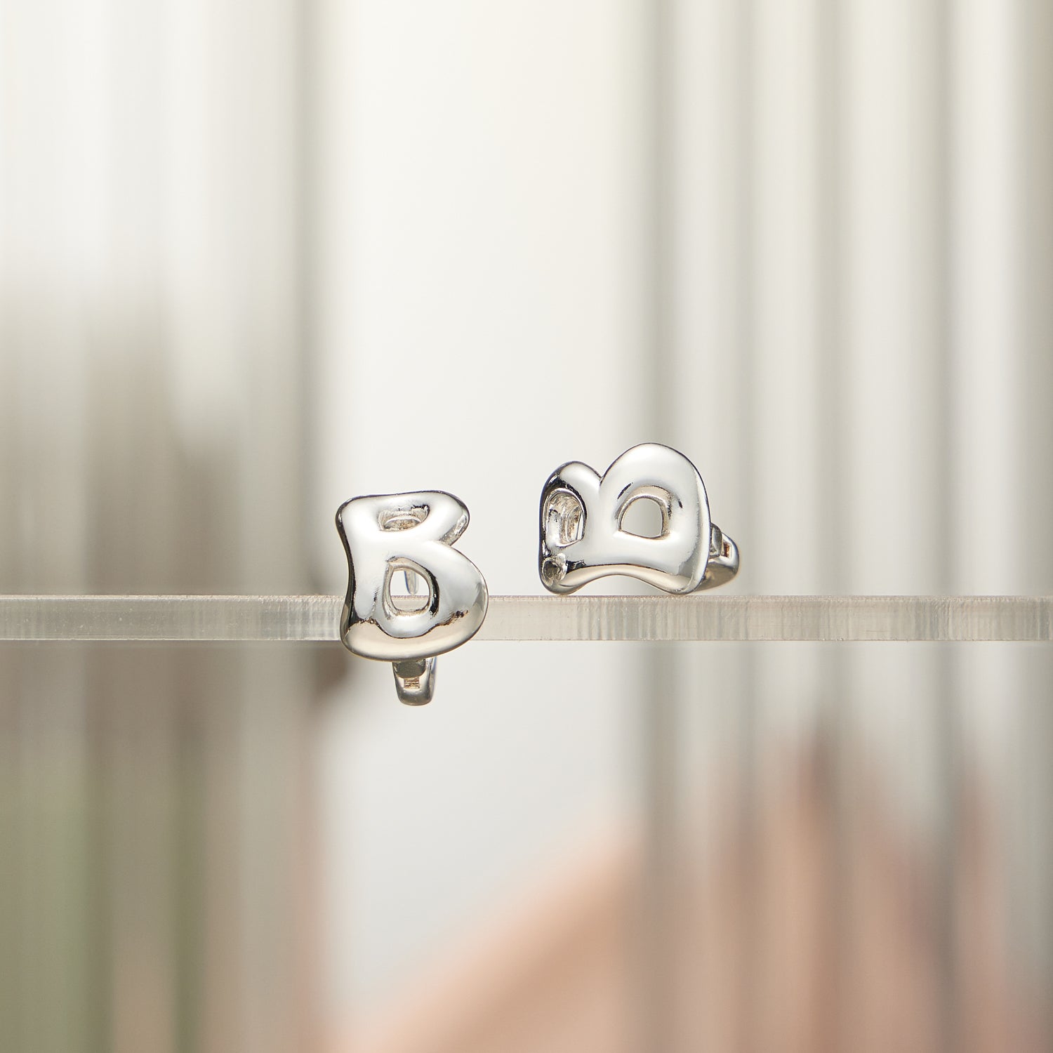 Chunky Bubble Initial Studs – 18K Gold-Dipped and Silver Letter Earrings