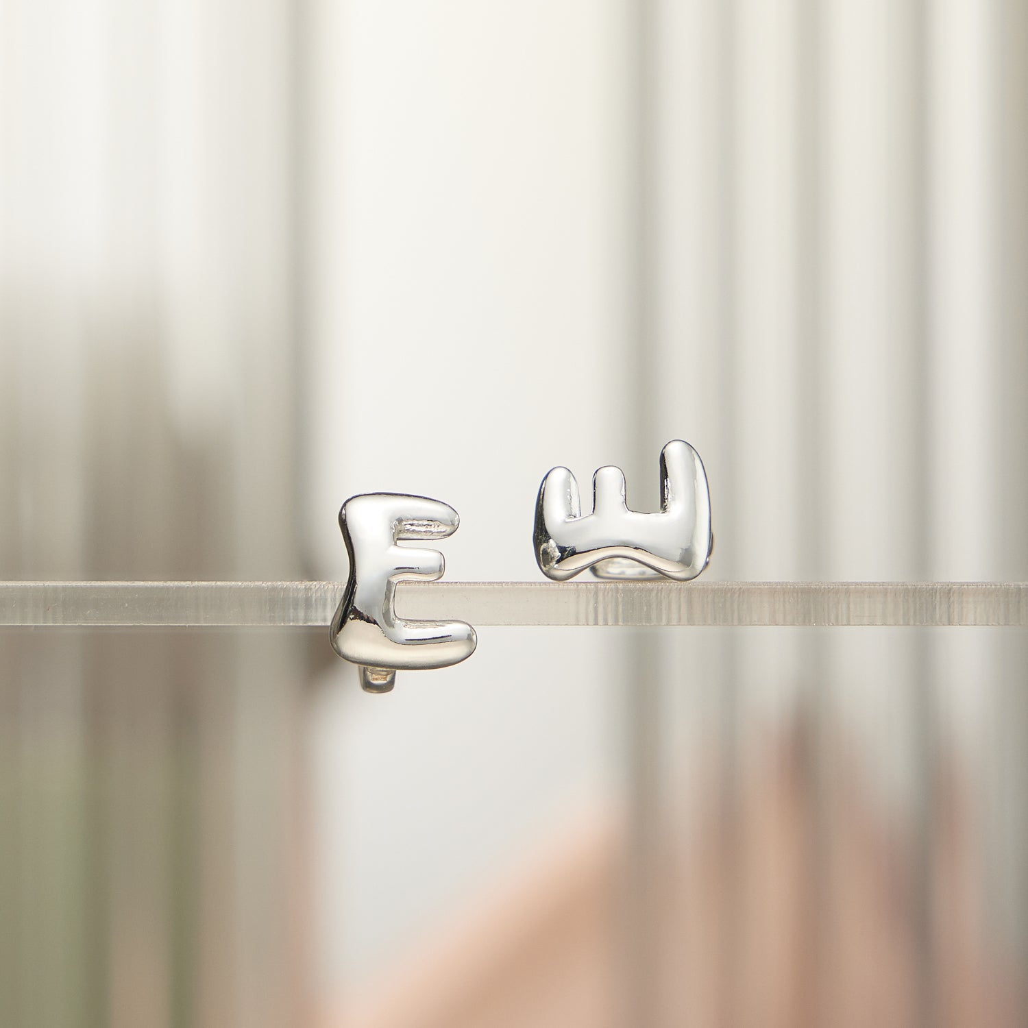 Chunky Bubble Initial Studs – 18K Gold-Dipped and Silver Letter Earrings