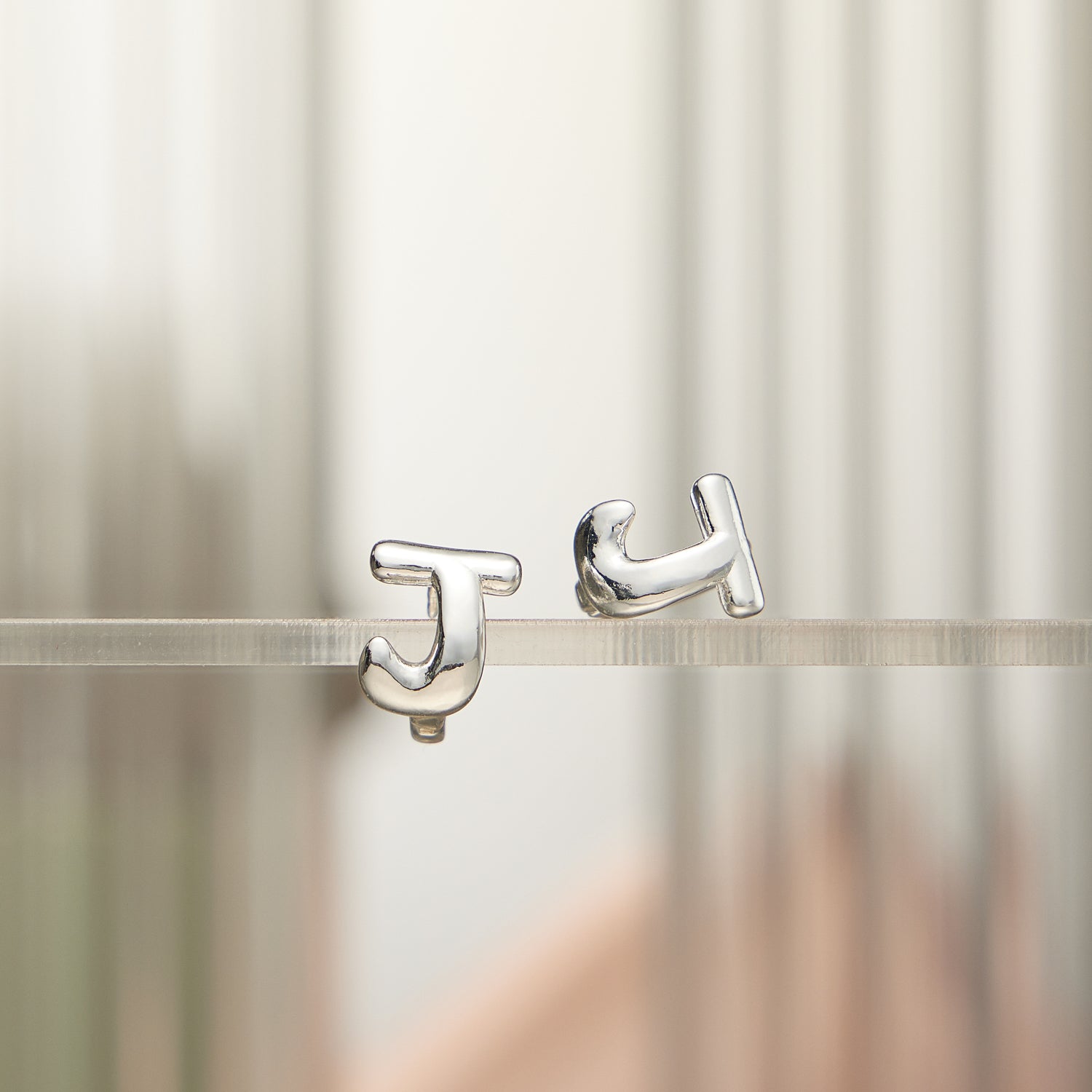 Chunky Bubble Initial Studs – 18K Gold-Dipped and Silver Letter Earrings