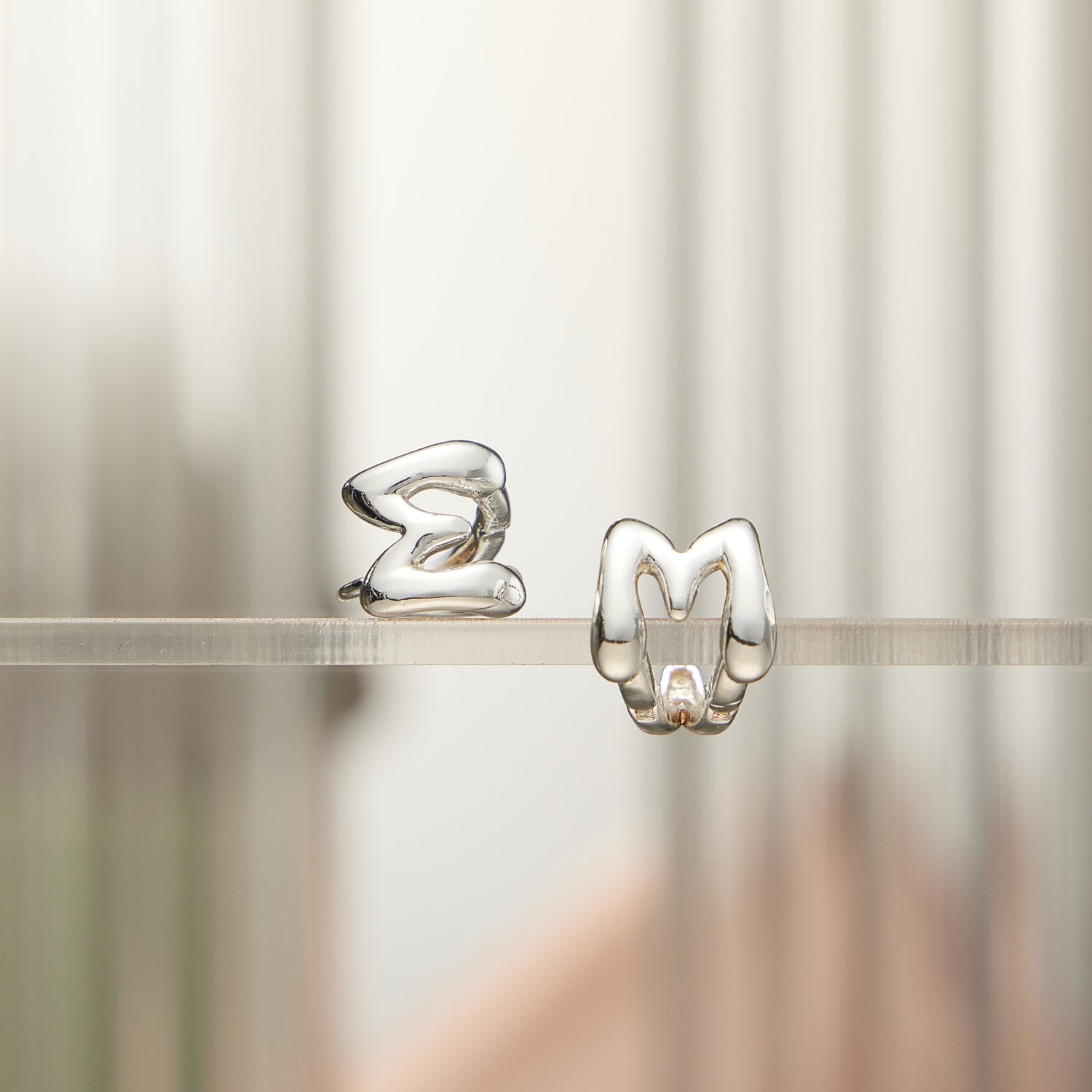 Chunky Bubble Initial Studs – 18K Gold-Dipped and Silver Letter Earrings