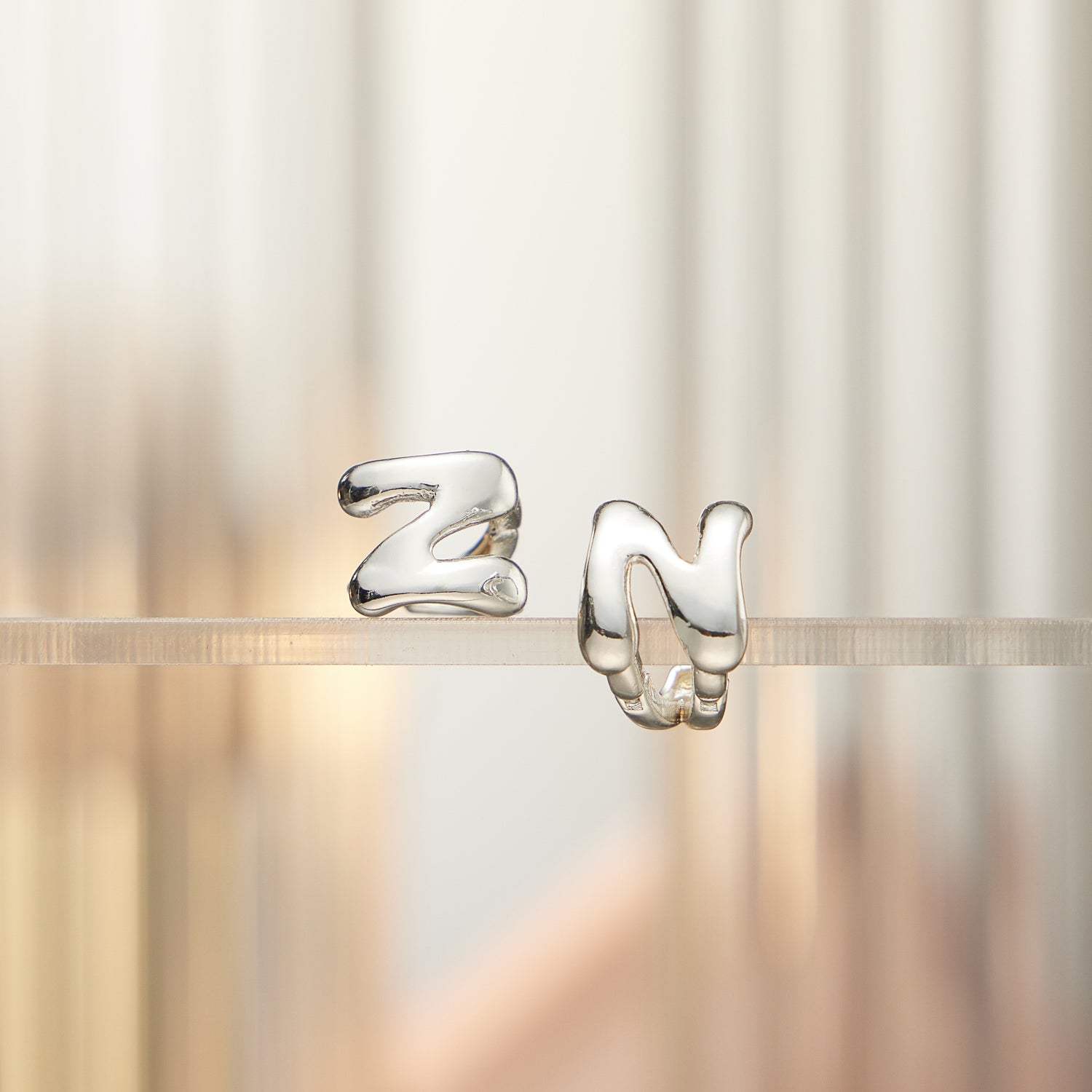 Chunky Bubble Initial Studs – 18K Gold-Dipped and Silver Letter Earrings