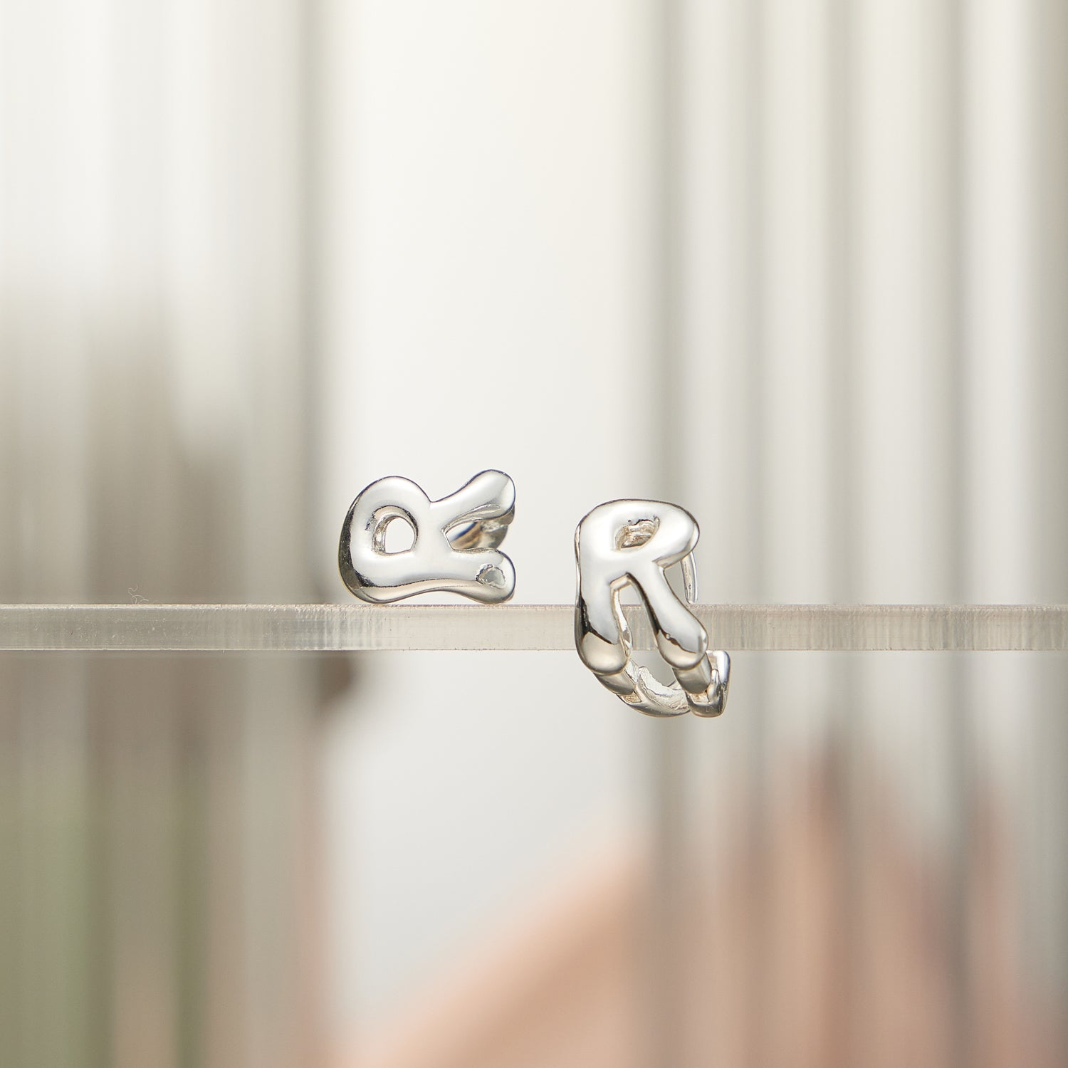 Chunky Bubble Initial Studs – 18K Gold-Dipped and Silver Letter Earrings