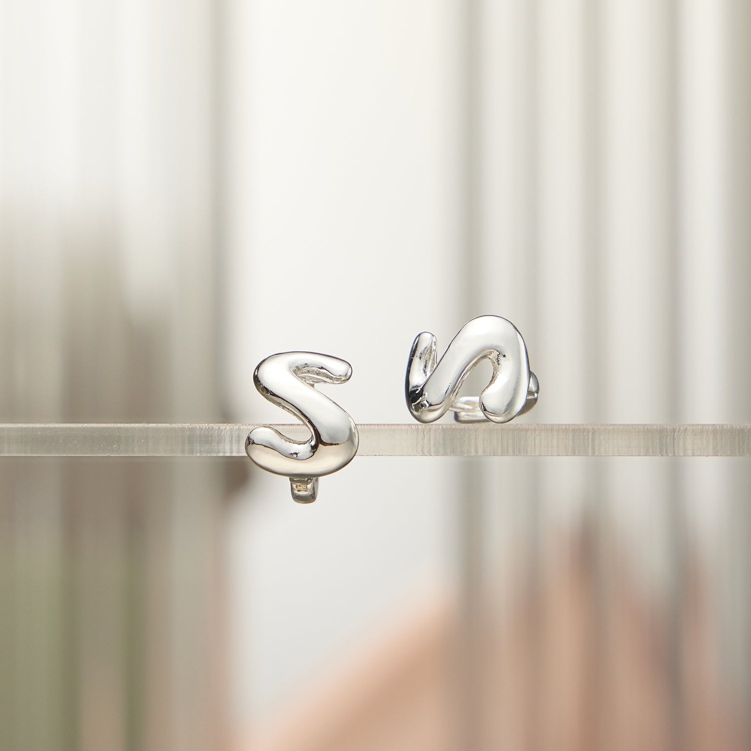Chunky Bubble Initial Studs – 18K Gold-Dipped and Silver Letter Earrings